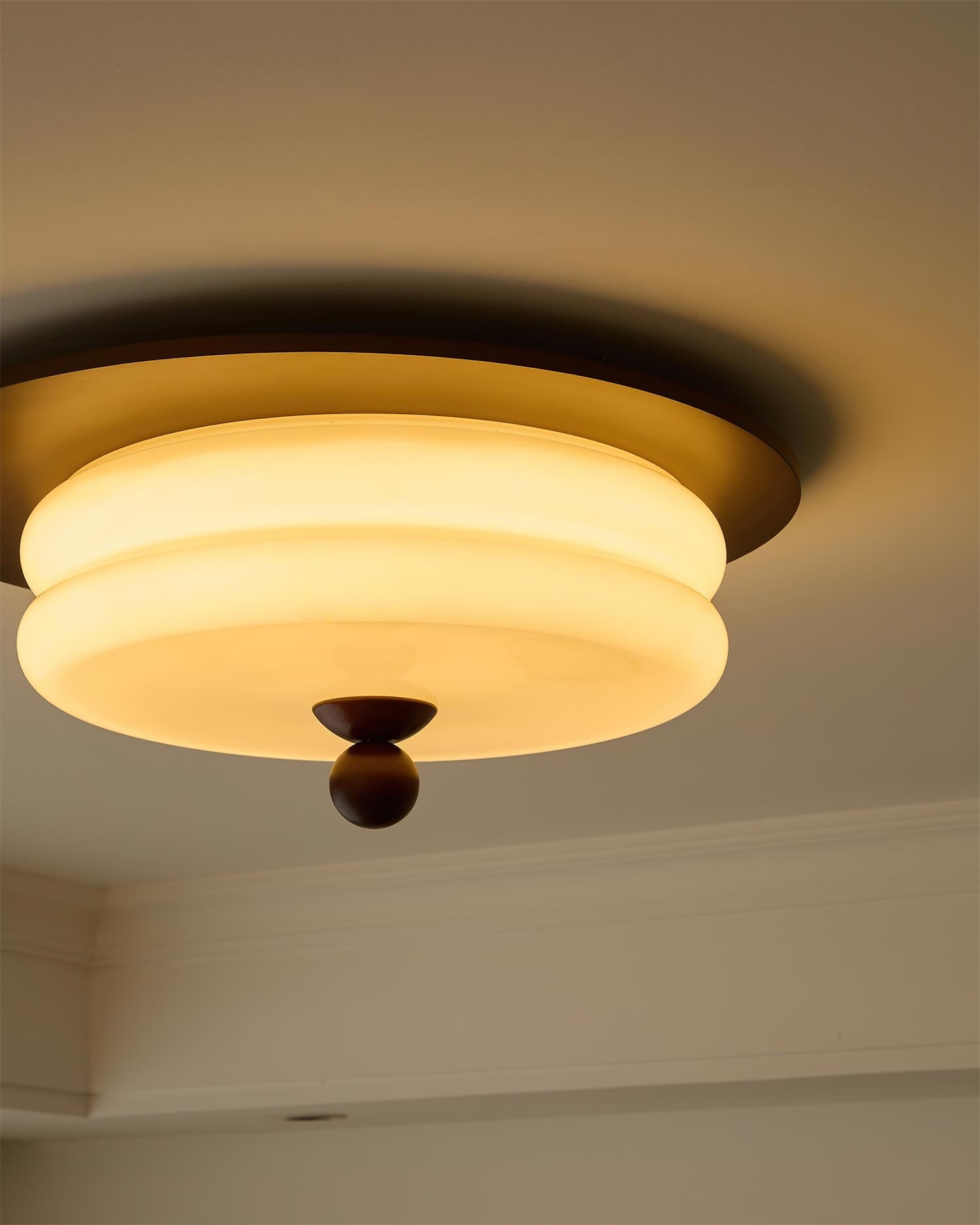 Tranquil Scandinavian Glass Wood Ceiling Light