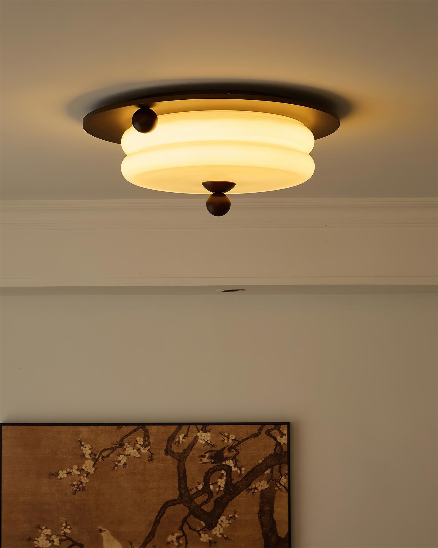 Tranquil Scandinavian Glass Wood Ceiling Light