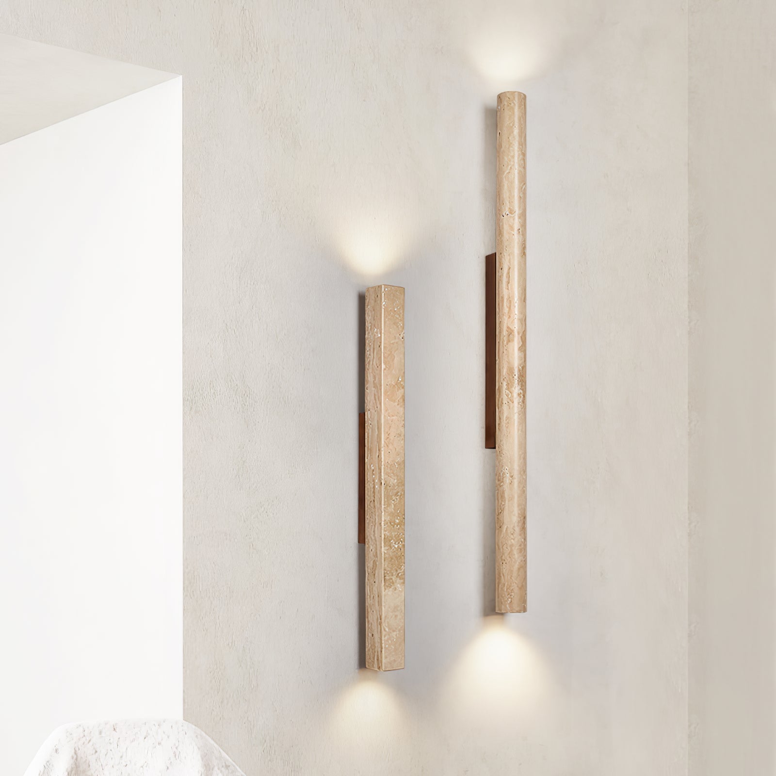 Cathais Minimalist Travertine Wall Light - Blowlighting