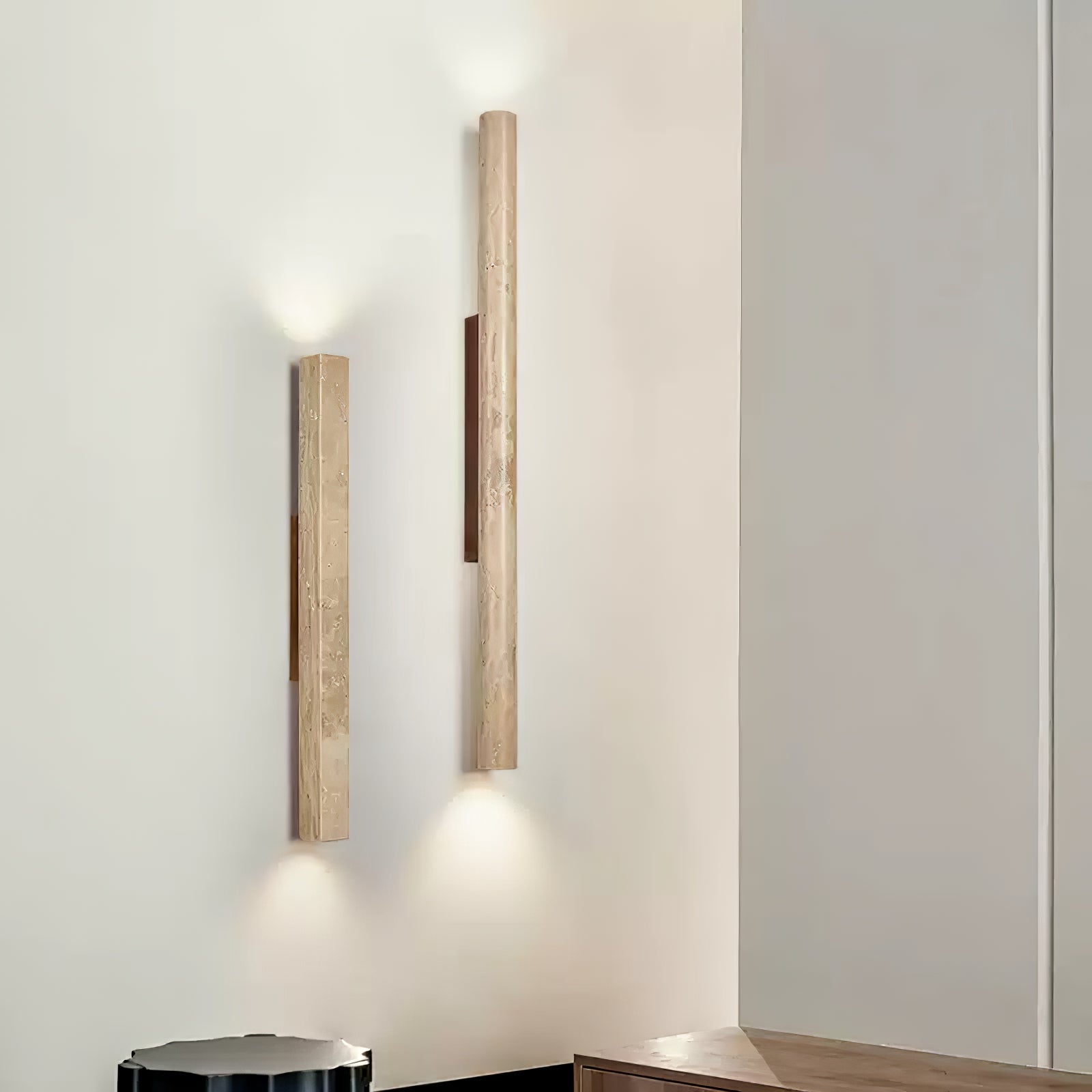 Cathais Minimalist Travertine Wall Light - Blowlighting