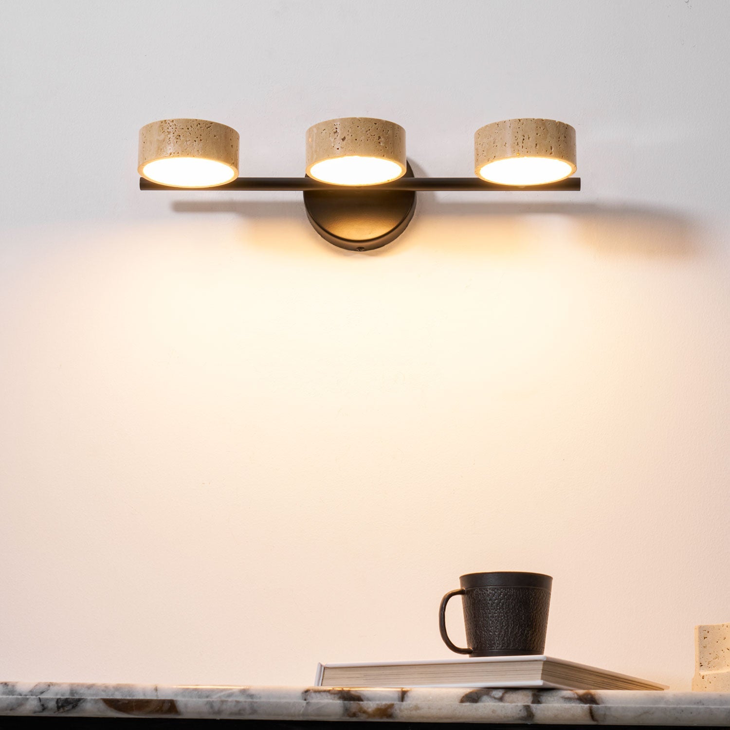 Ceshair Multi Head Travertine Vanity Light - Blowlighting