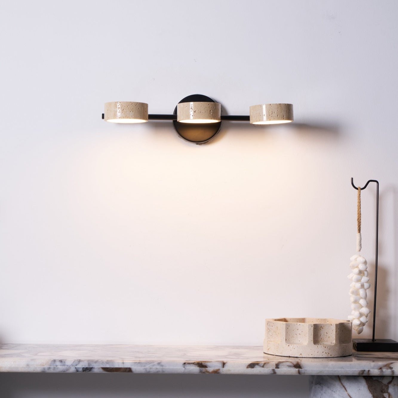 Ceshair Multi Head Travertine Vanity Light - Blowlighting