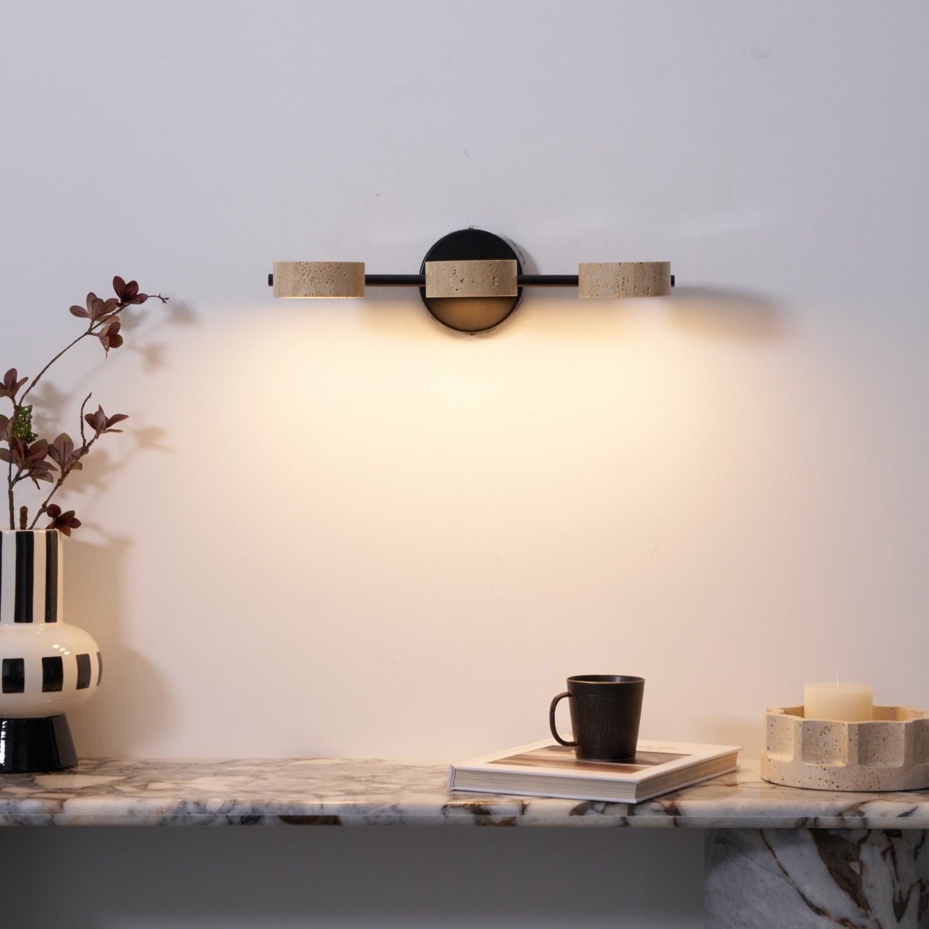Ceshair Multi Head Travertine Vanity Light - Blowlighting