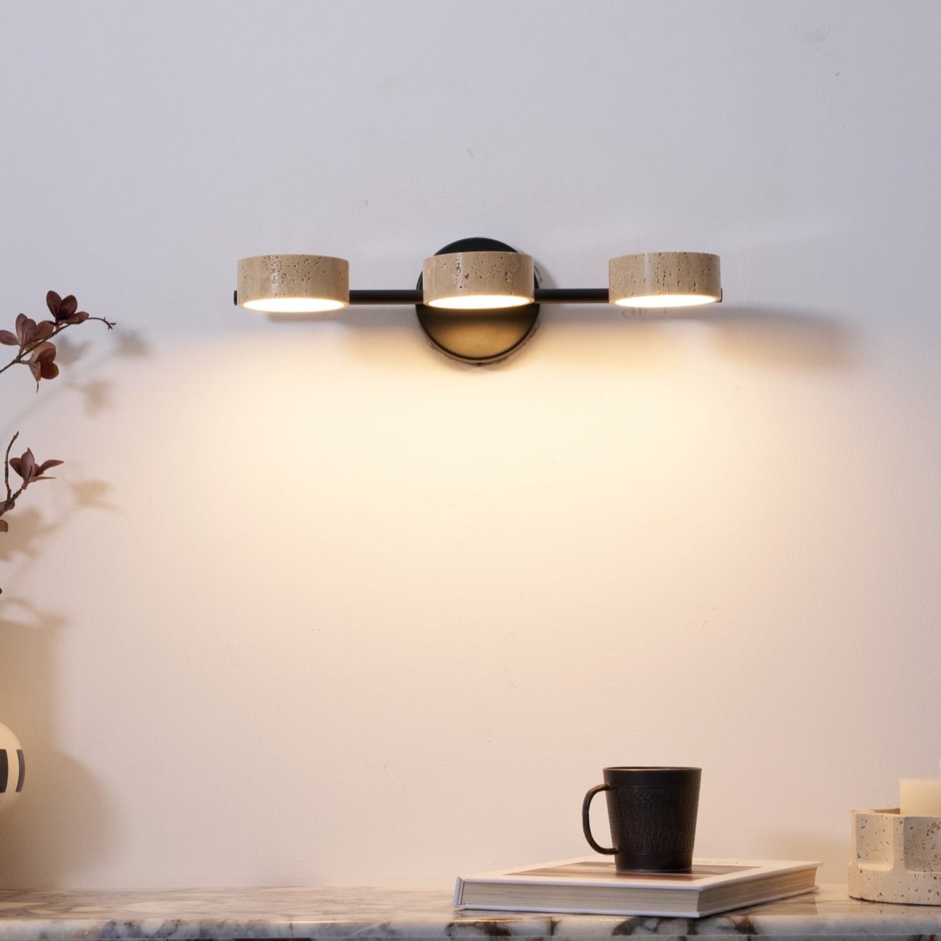 Ceshair Multi Head Travertine Vanity Light - Blowlighting