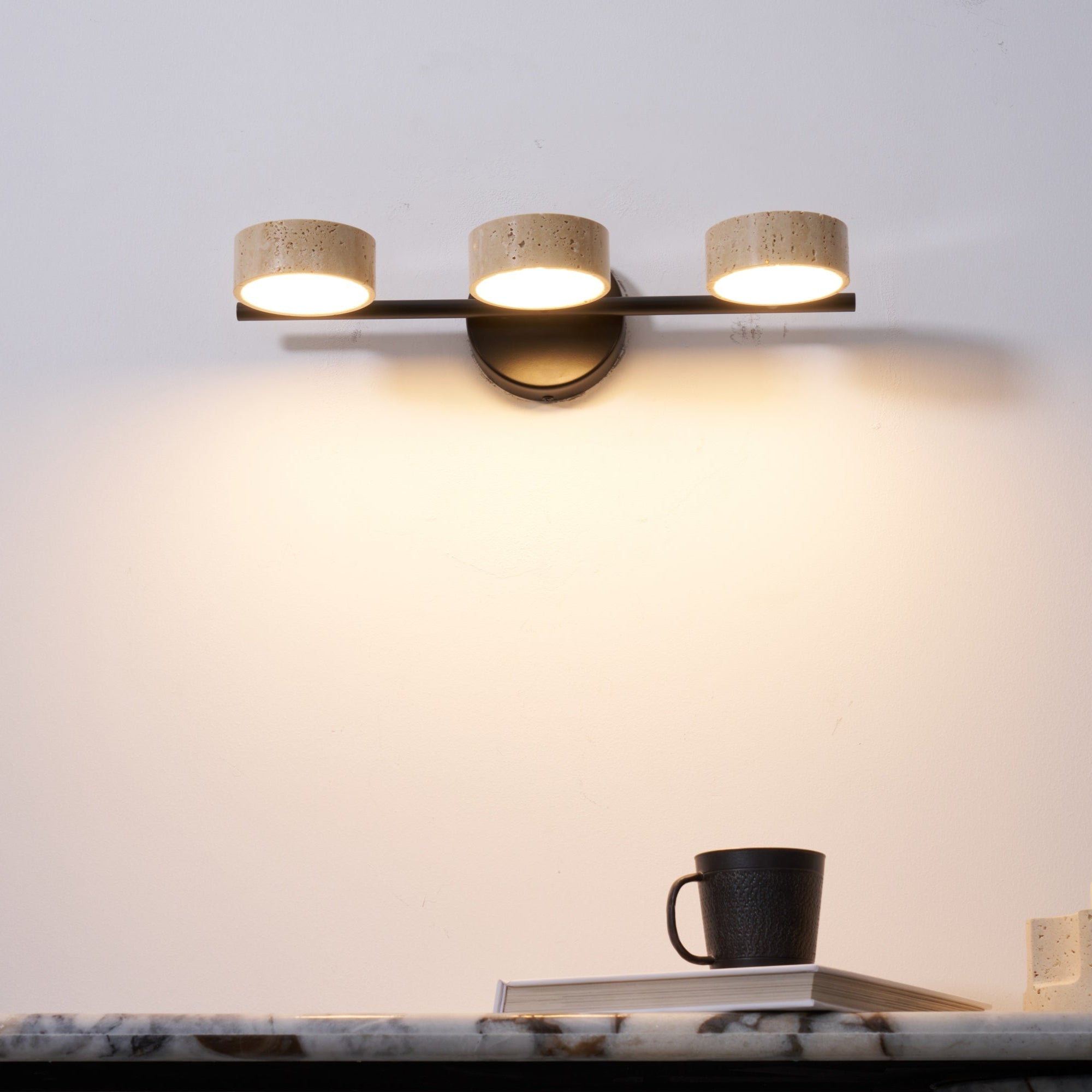 Ceshair Multi Head Travertine Vanity Light - Blowlighting
