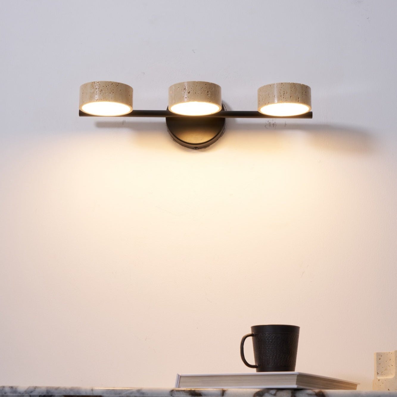Ceshair Multi Head Travertine Vanity Light - Blowlighting