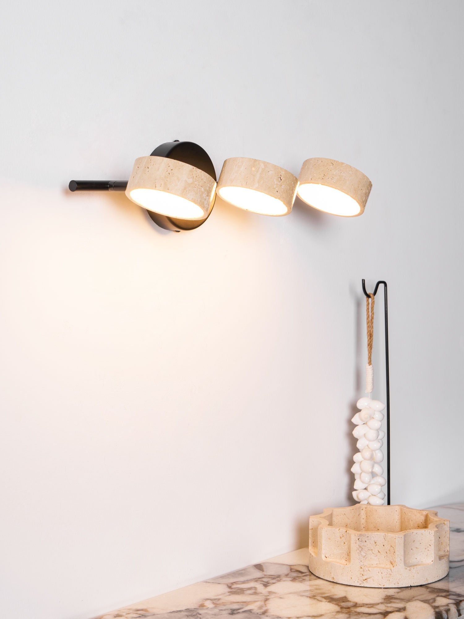 Ceshair Multi Head Travertine Vanity Light - Blowlighting
