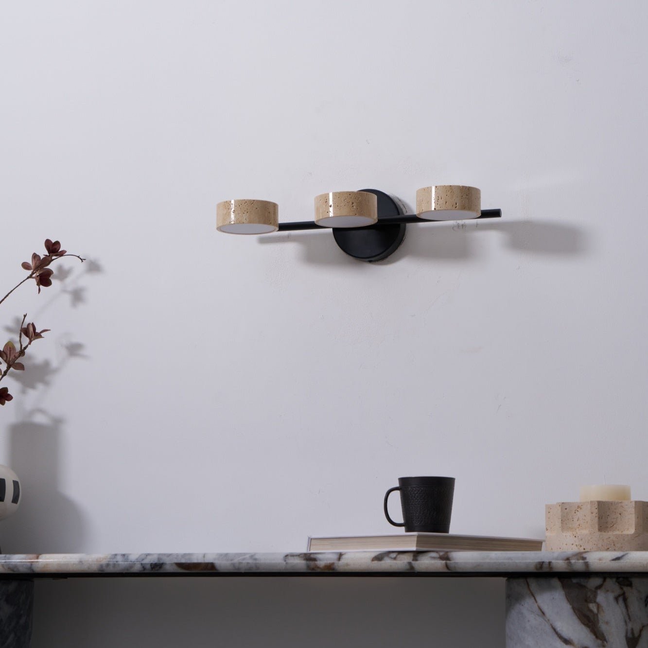 Ceshair Multi Head Travertine Vanity Light - Blowlighting