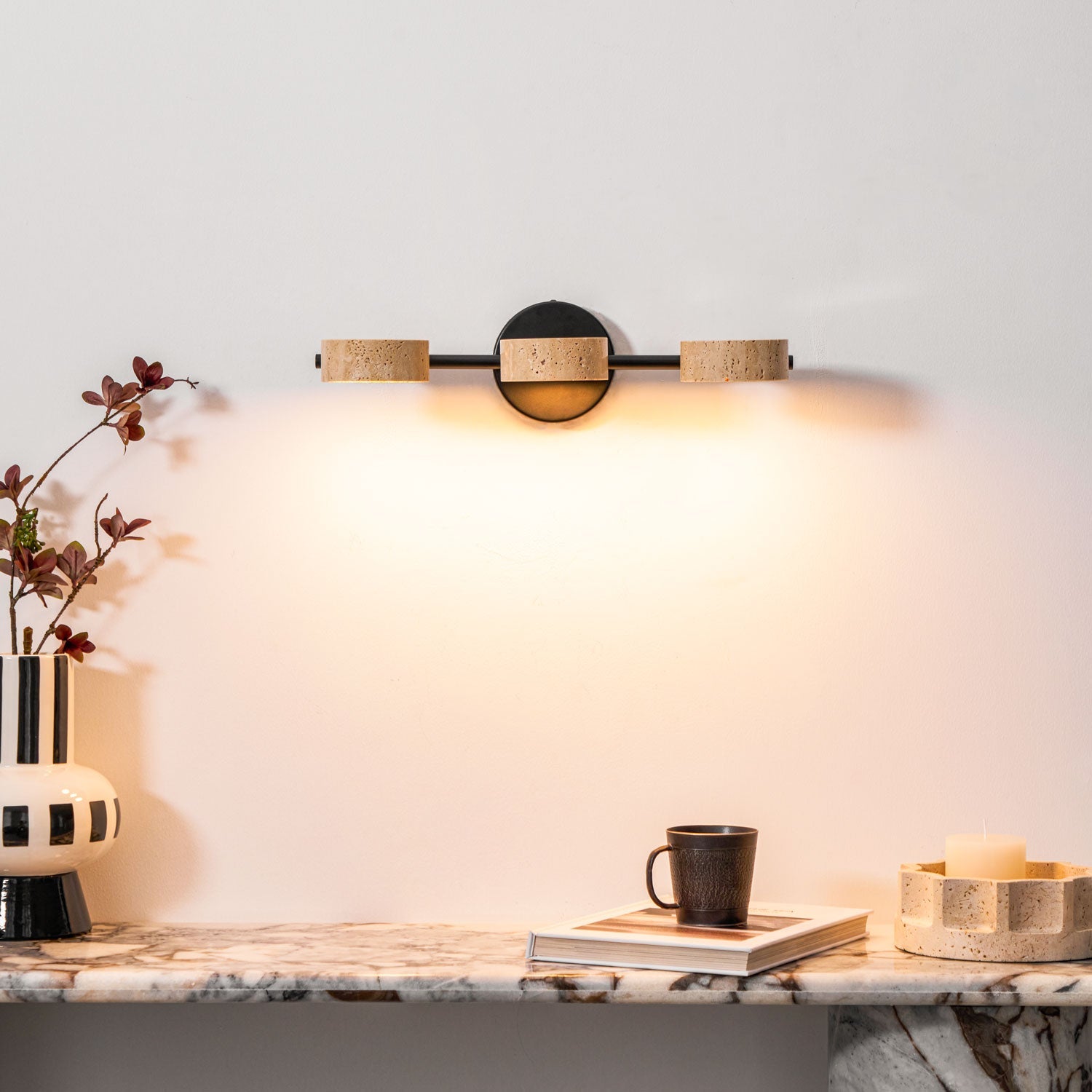 Ceshair Multi Head Travertine Vanity Light - Blowlighting