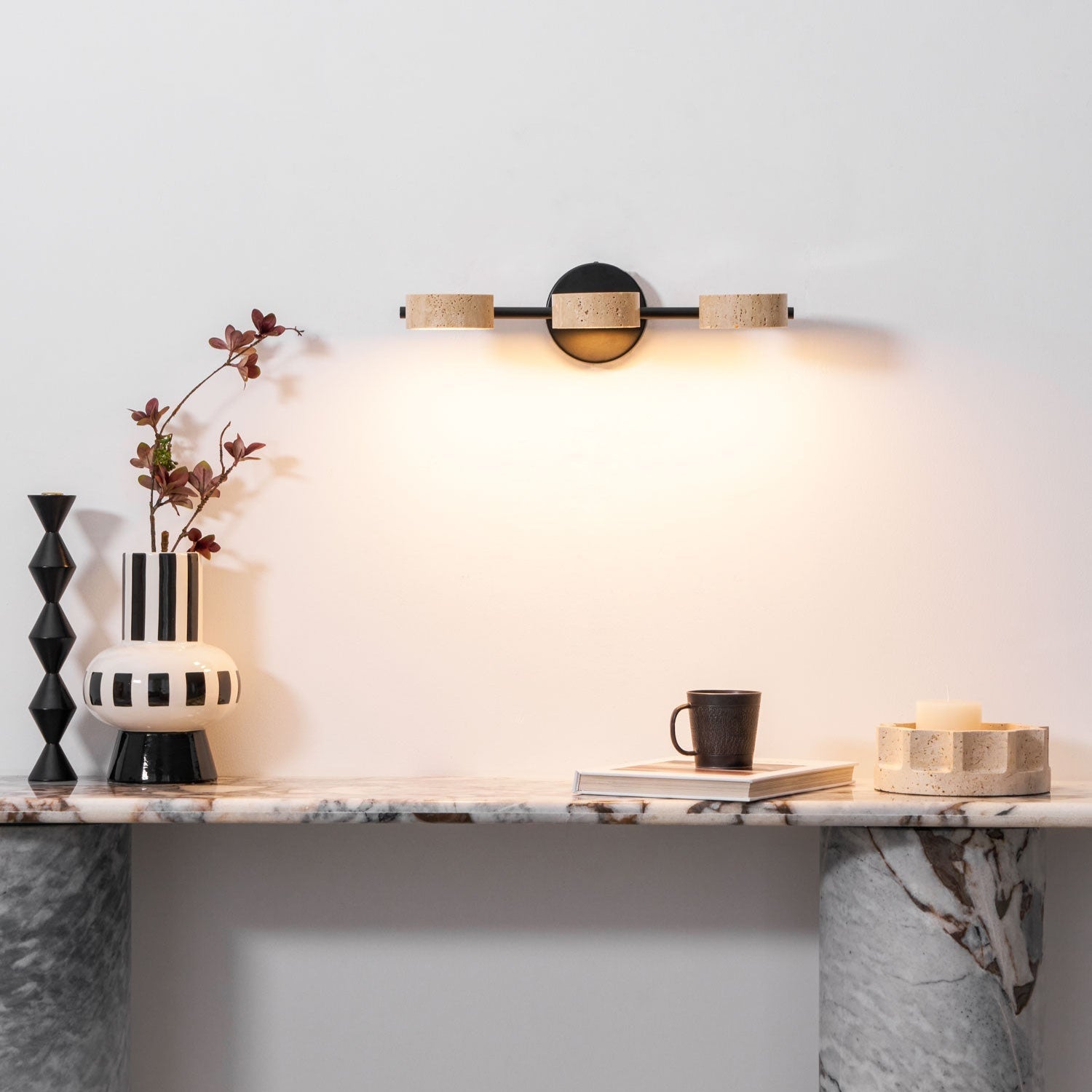 Ceshair Multi Head Travertine Vanity Light - Blowlighting