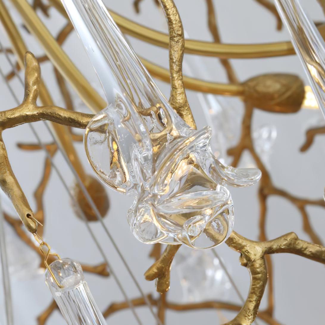 Abeleisa Tree Branch Staircase Brass Crystal Chandelier - Blowlighting
