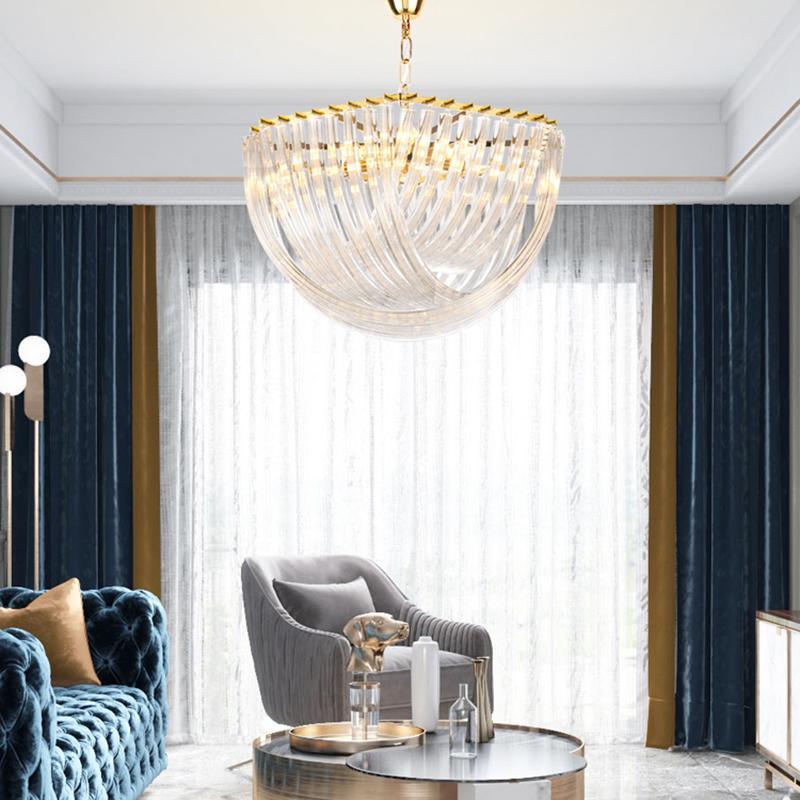 Aurora Chandelier Clear Curved Tiered - Blowlighting