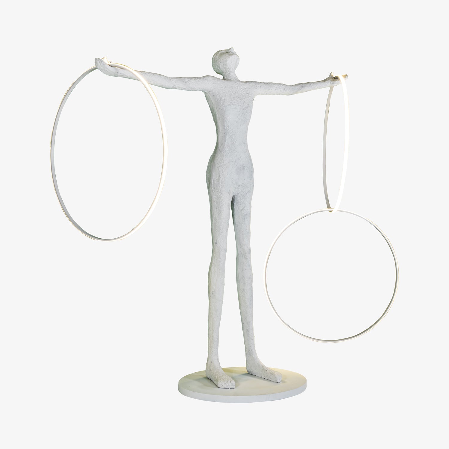 Eclipsa Dual-Ring Sculptural Black Metal Floor Lamp - Blowlighting