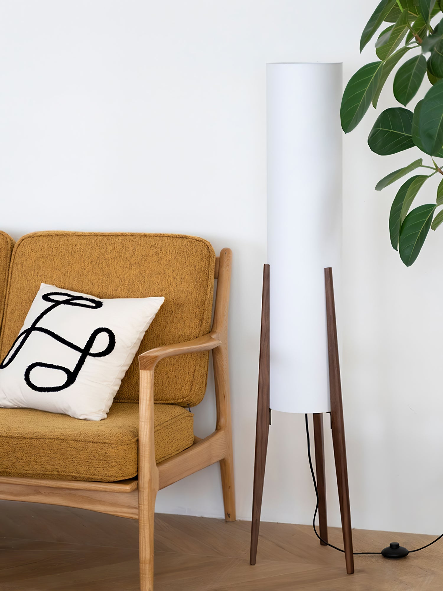Tripod Walnut Floor Lamp - Blowlighting