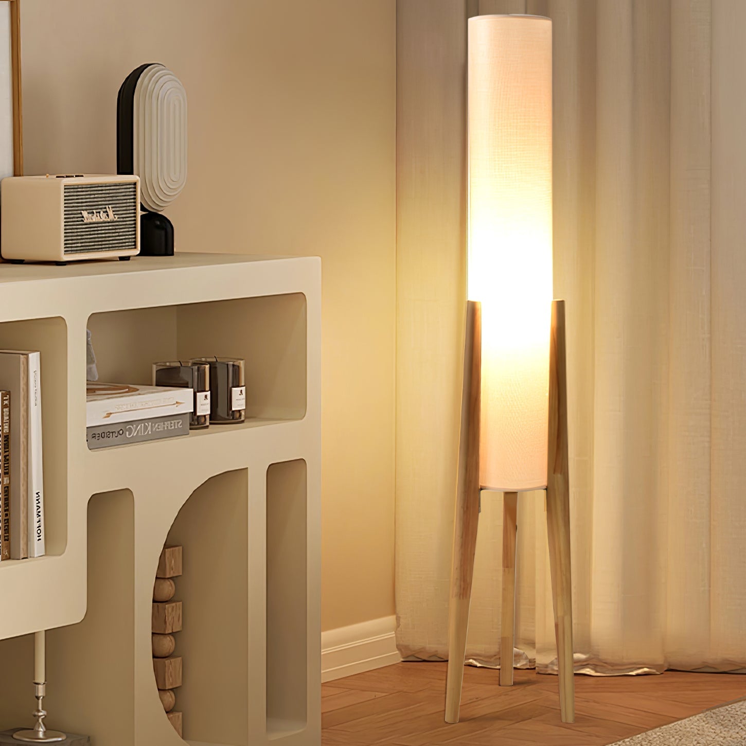 Tripod Walnut Floor Lamp - Blowlighting