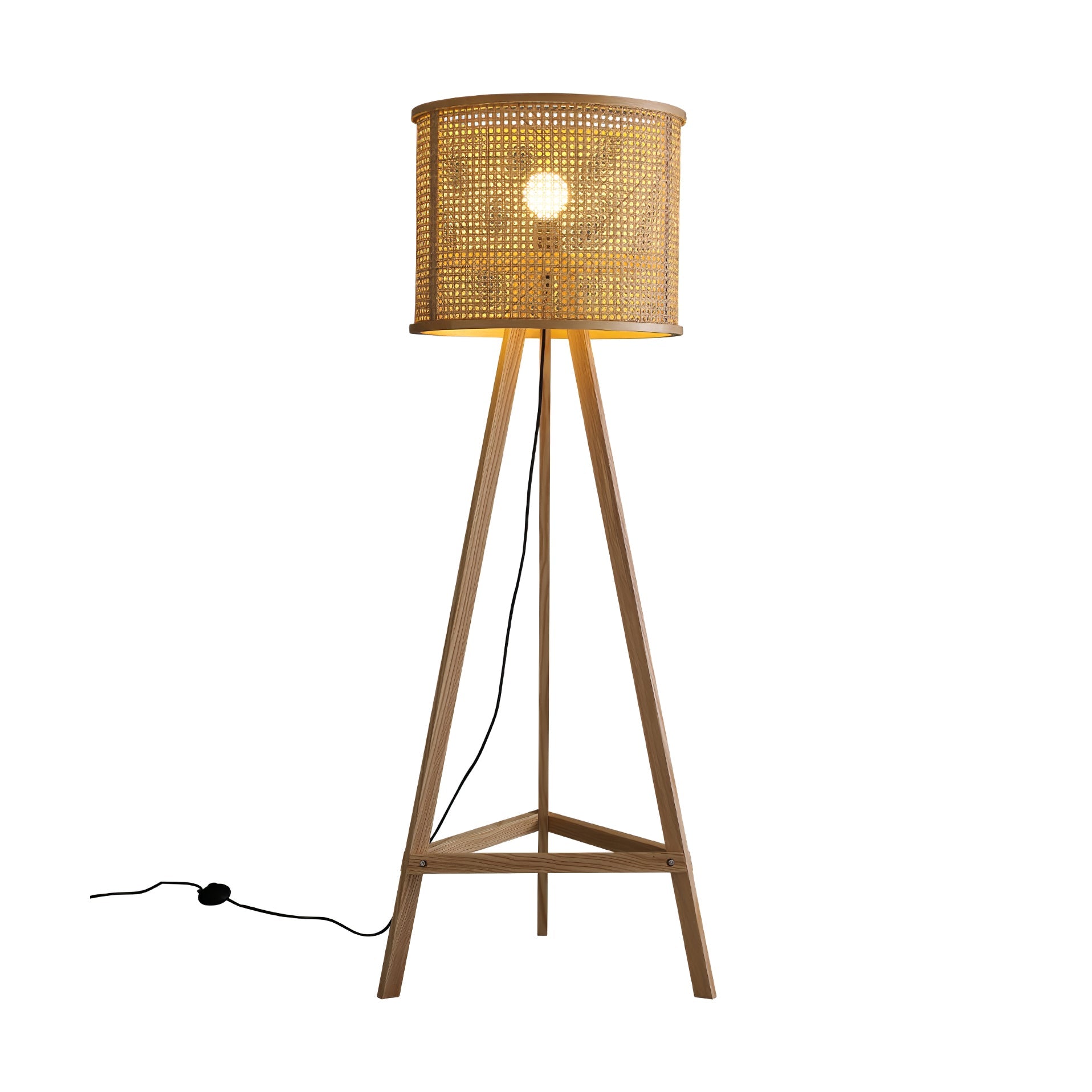 Olsolyra Rattan Woven Tripod Floor Lamp - Blowlighting