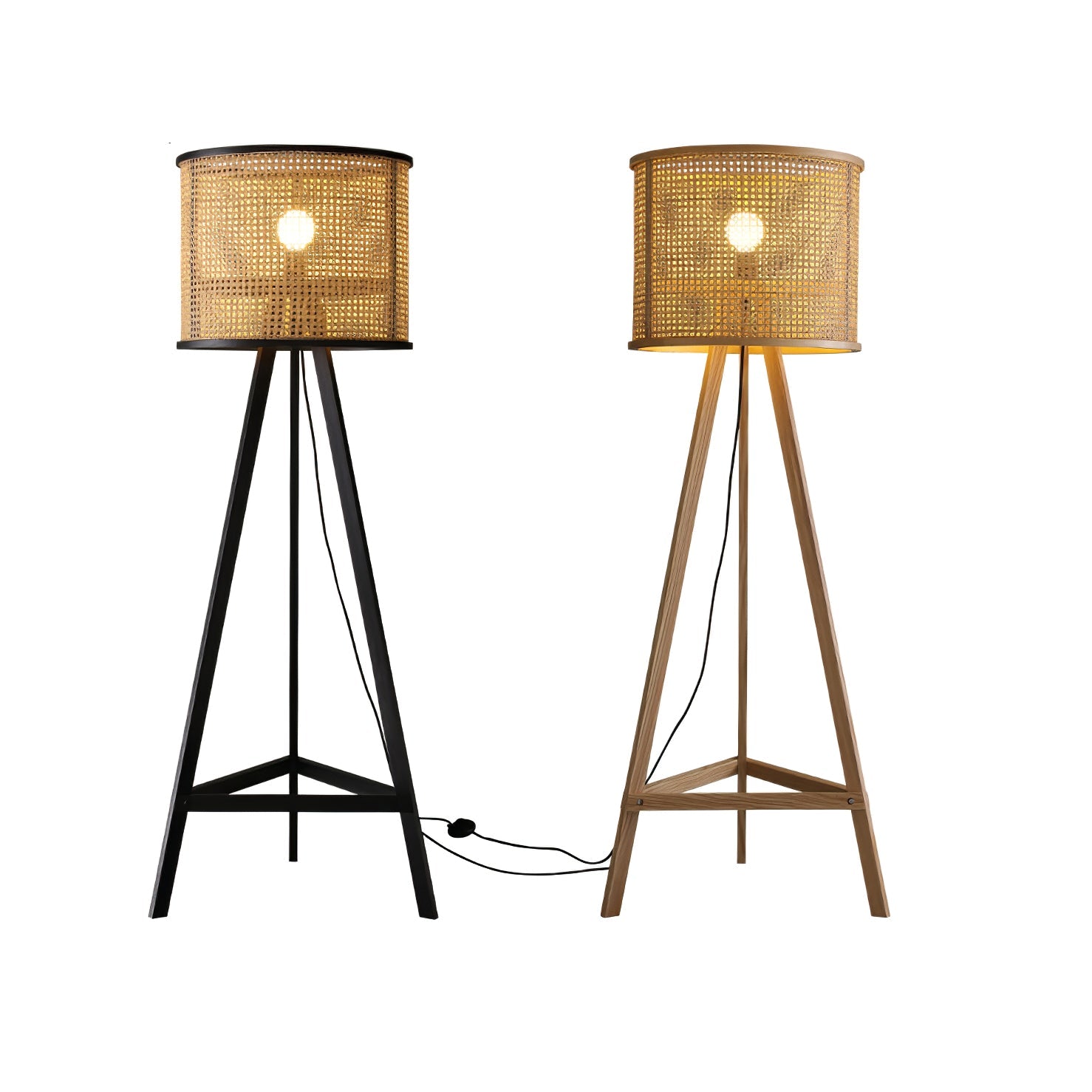 Olsolyra Rattan Woven Tripod Floor Lamp - Blowlighting