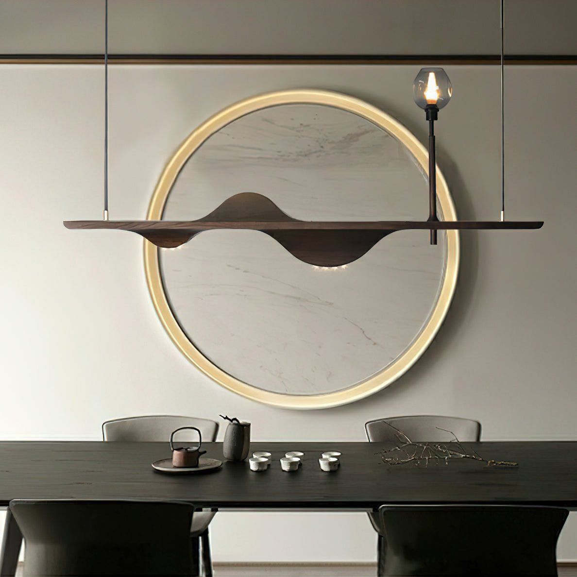 Cushais Wave Wood Pendant Light - Blowlighting