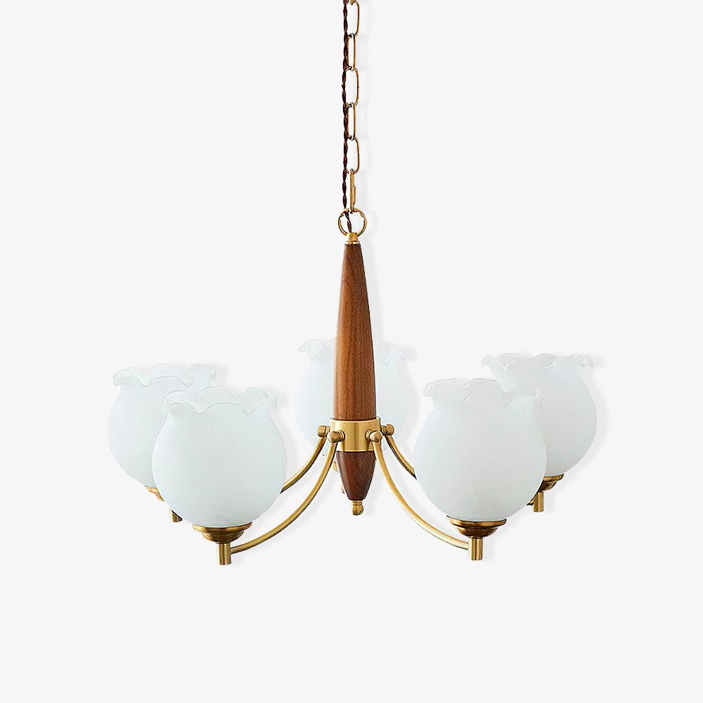Tulips Glass Wood Chandelier - Blowlighting