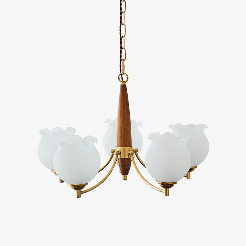 Tulips Glass Wood Chandelier - Blowlighting