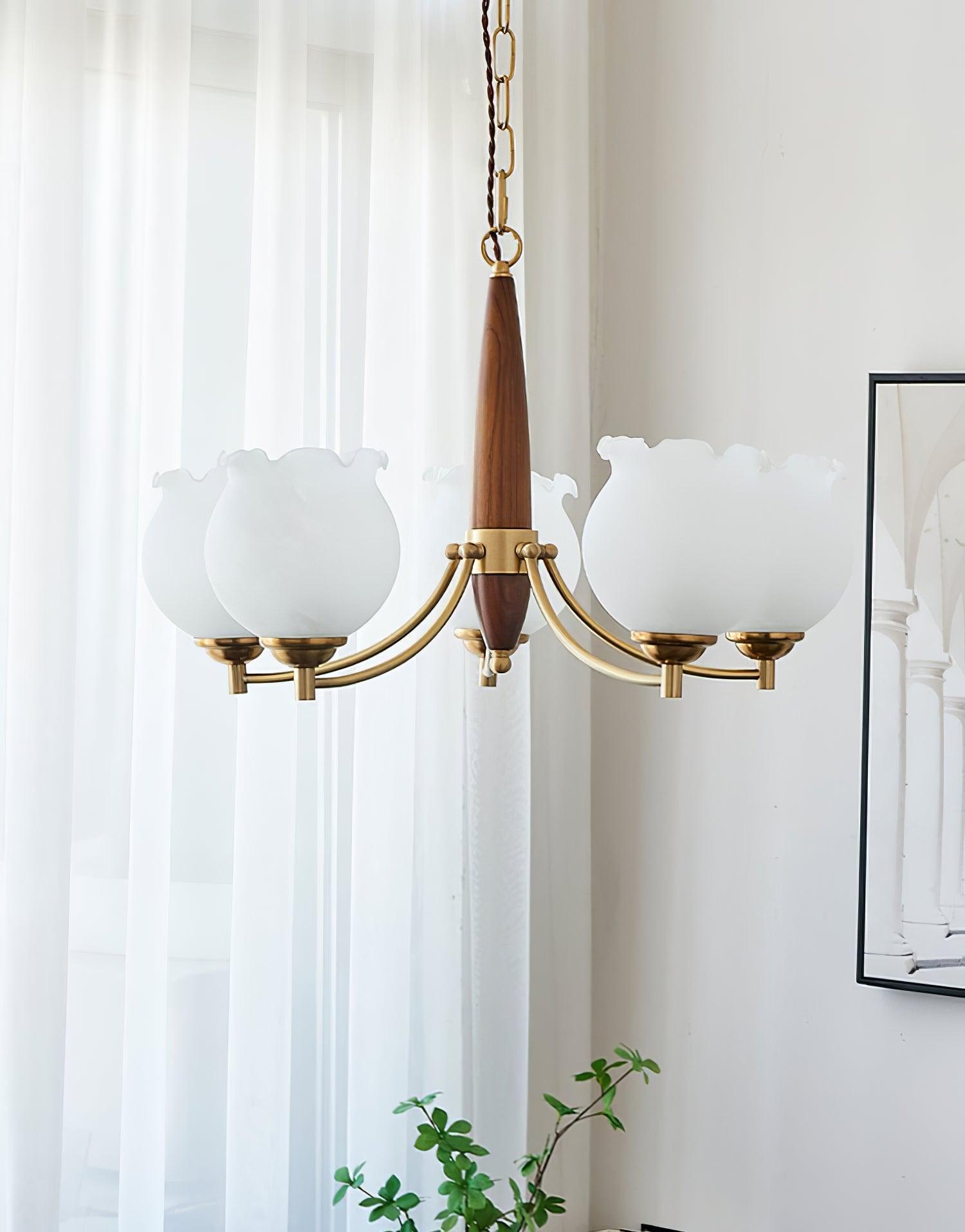 Tulips Glass Wood Chandelier - Blowlighting