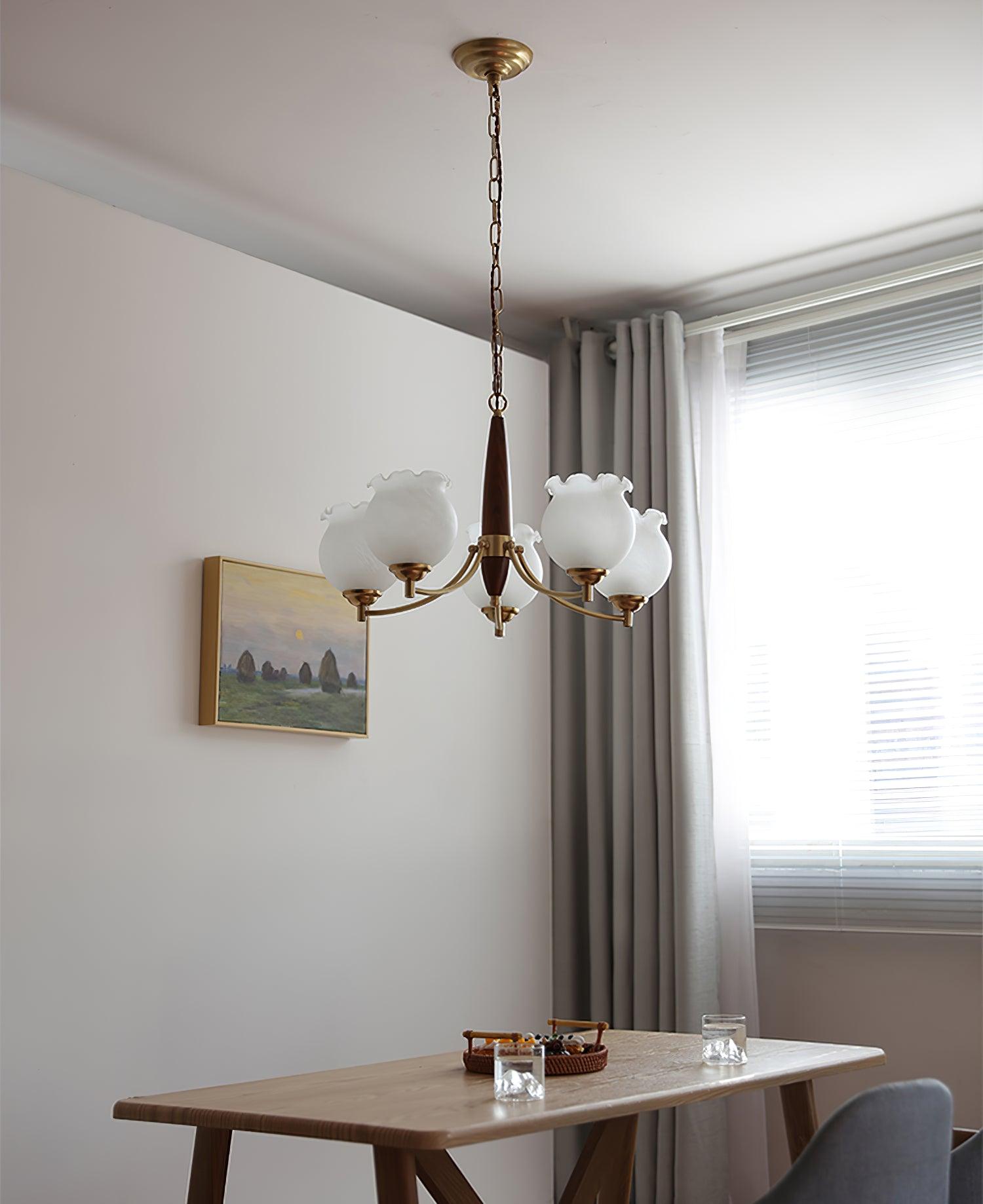 Tulips Glass Wood Chandelier - Blowlighting