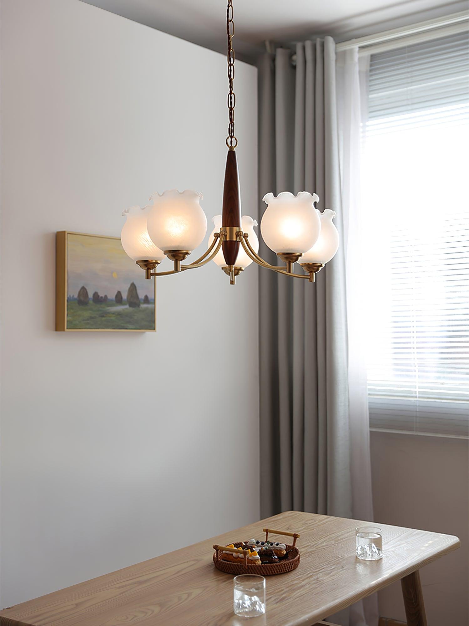Tulips Glass Wood Chandelier - Blowlighting