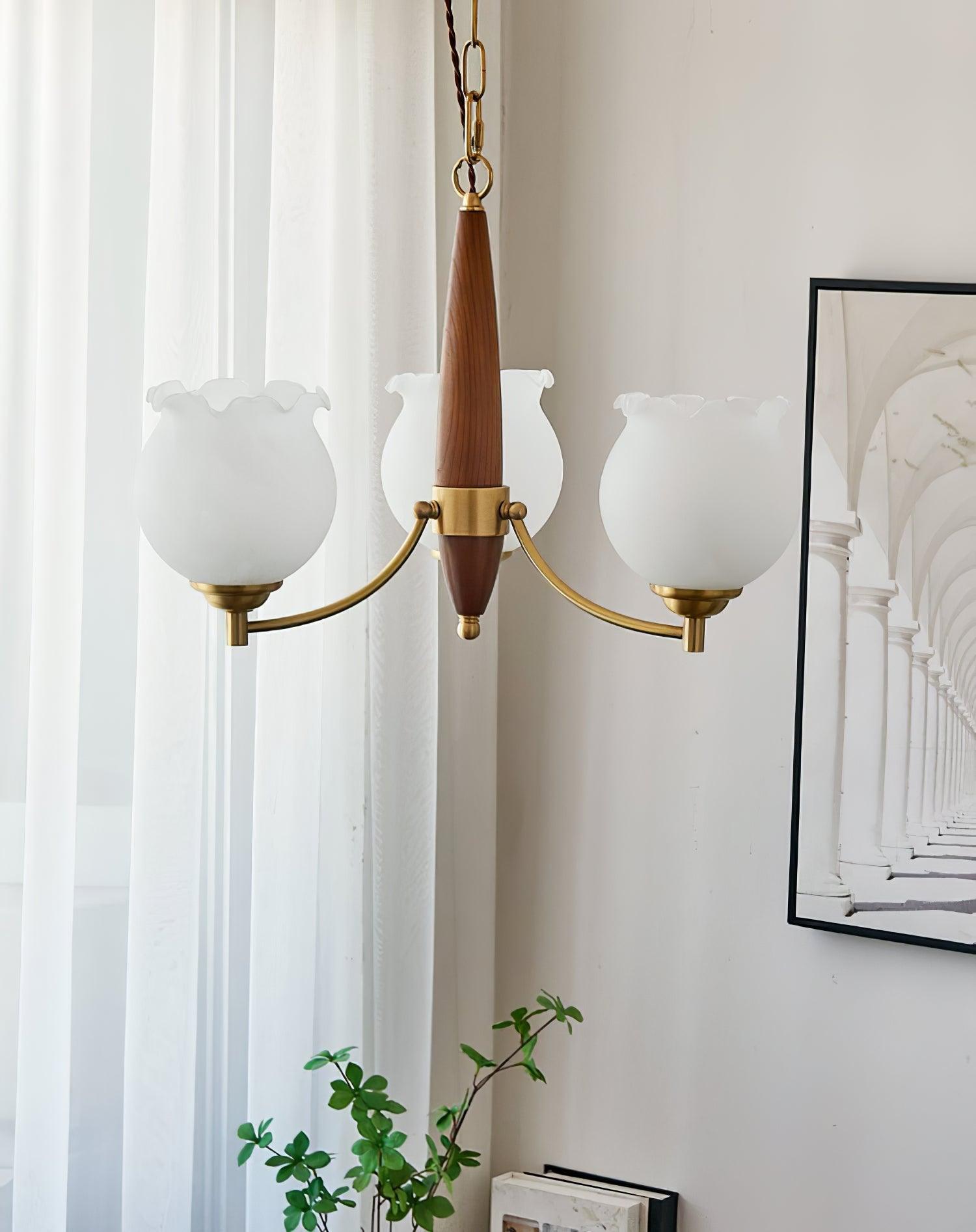 Tulips Glass Wood Chandelier - Blowlighting