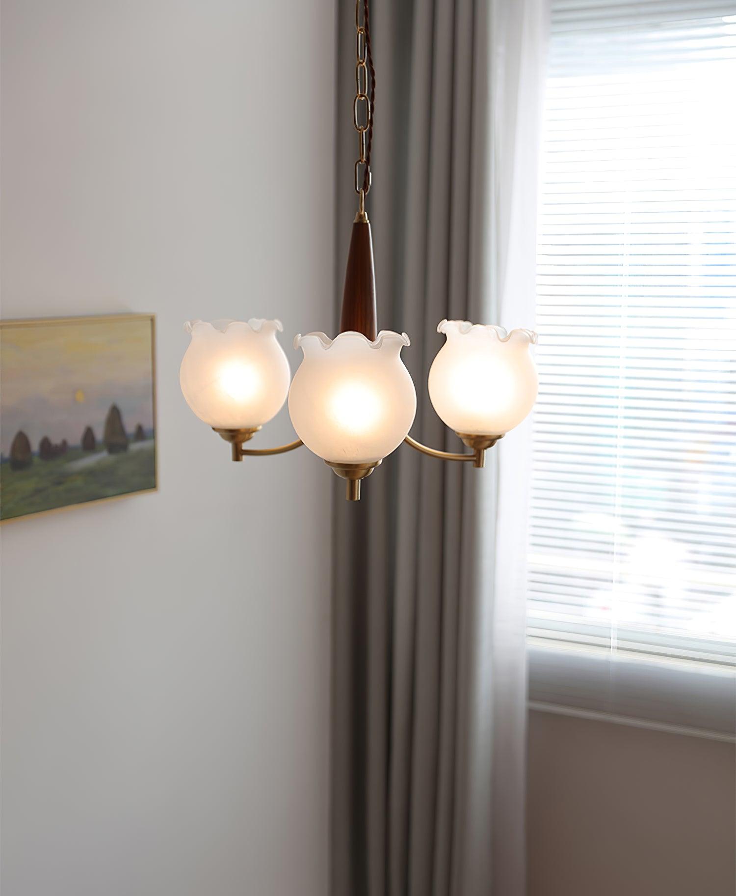 Tulips Glass Wood Chandelier - Blowlighting