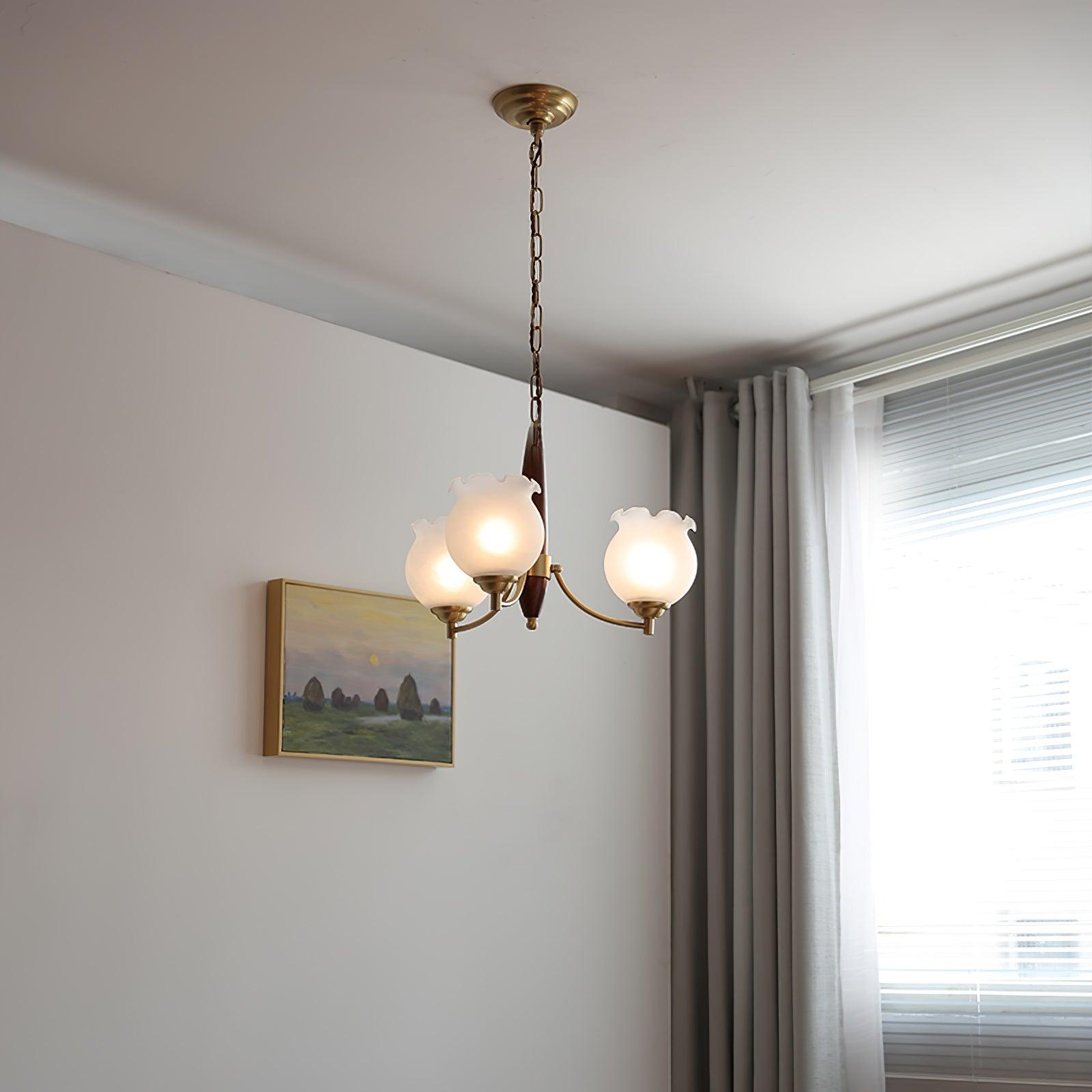 Tulips Glass Wood Chandelier - Blowlighting