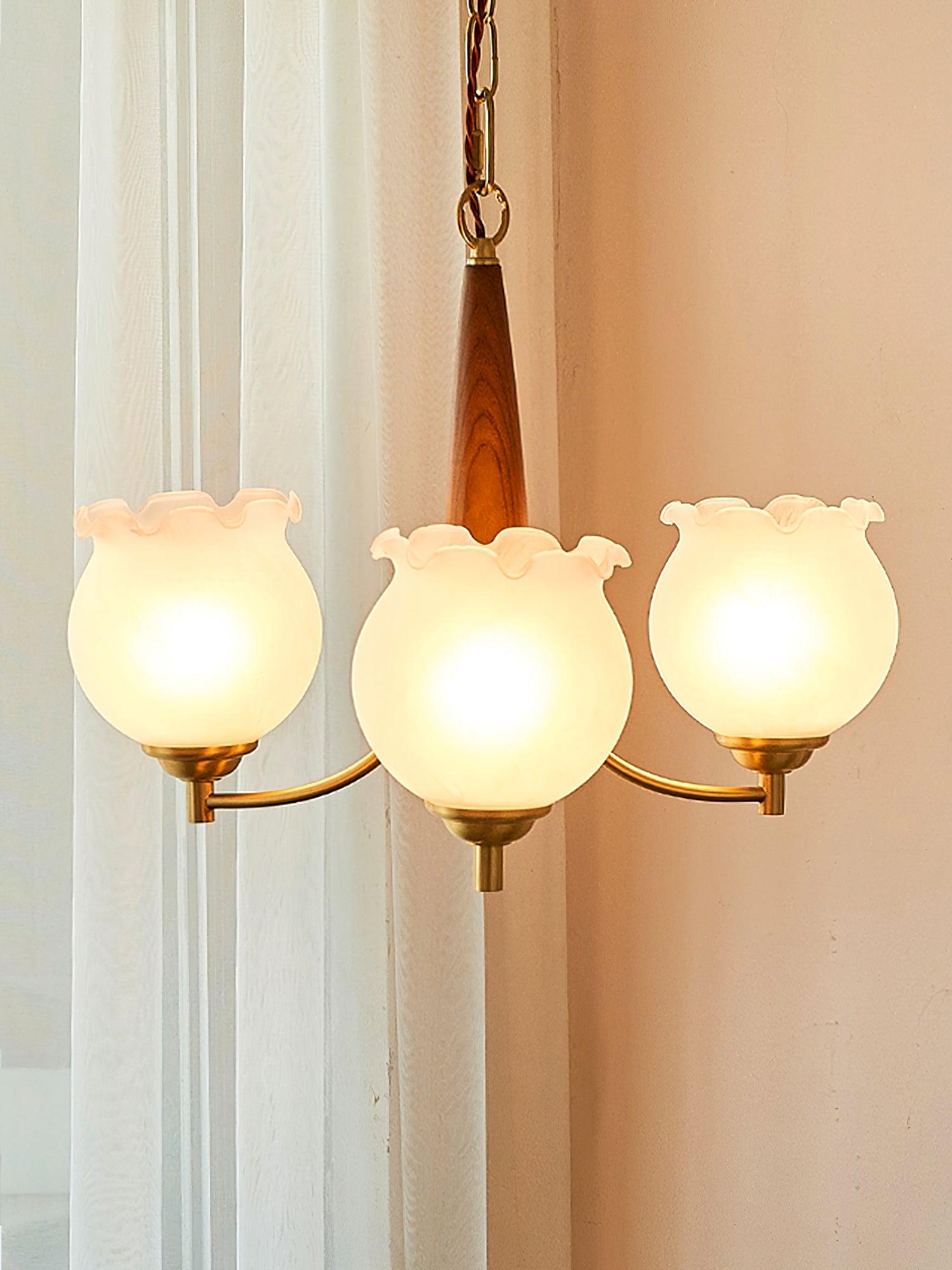 Tulips Glass Wood Chandelier - Blowlighting