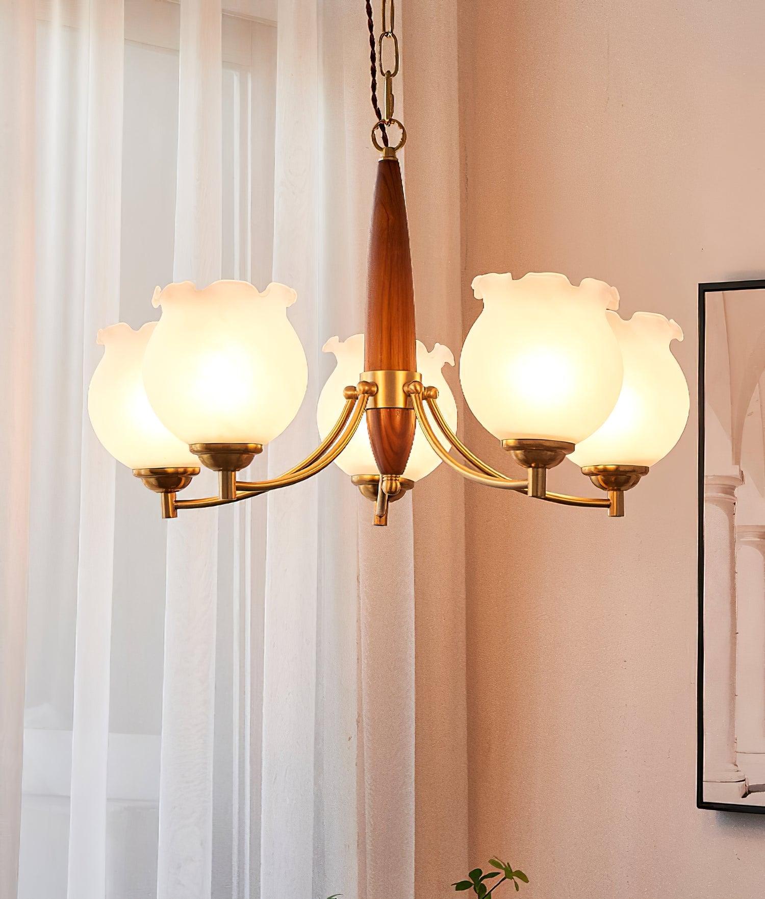 Tulips Glass Wood Chandelier - Blowlighting
