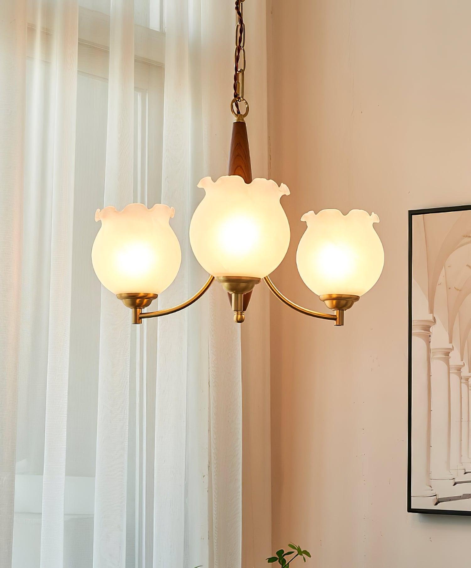 Tulips Glass Wood Chandelier - Blowlighting