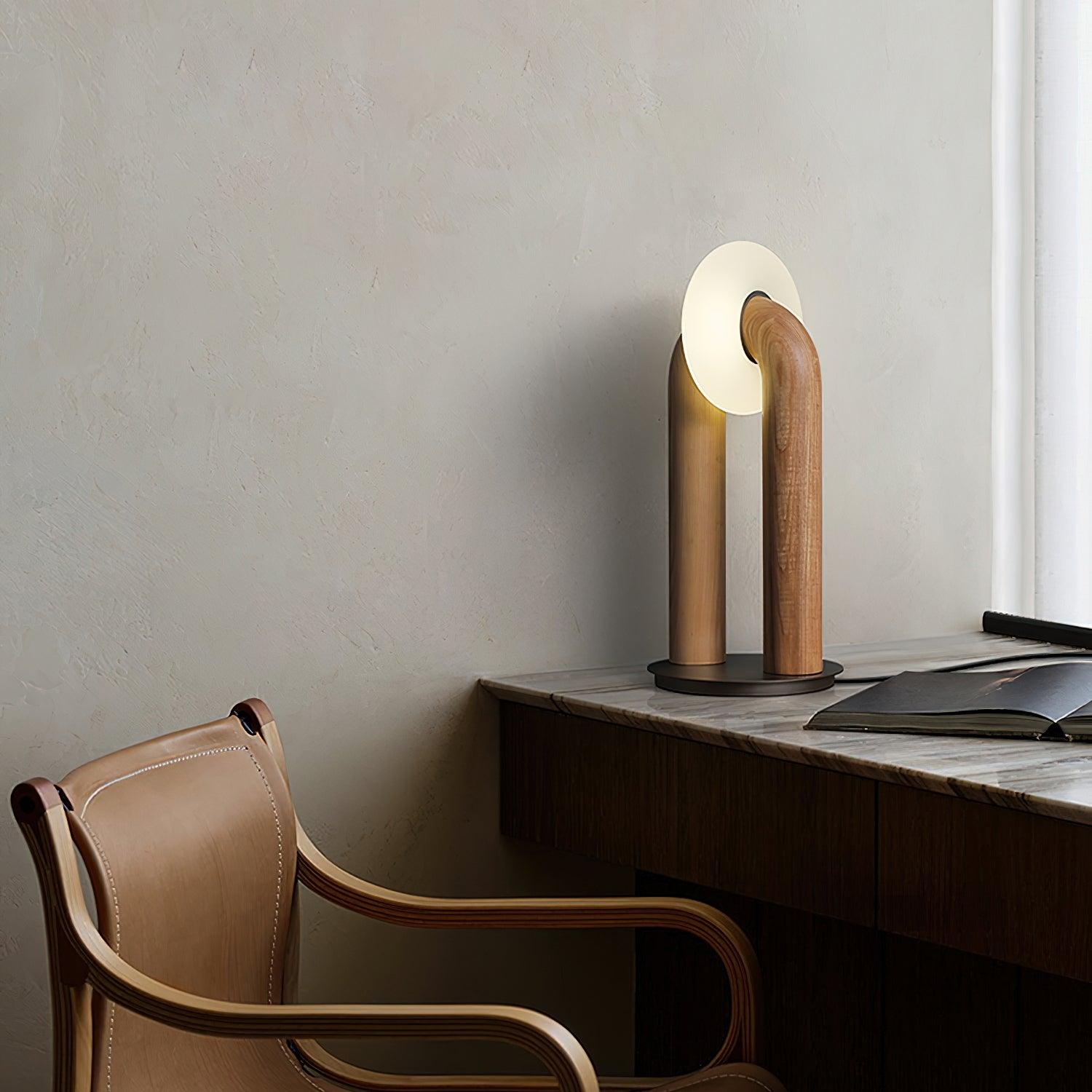 Lumen Vintage Wood Table Lamp - Blowlighting