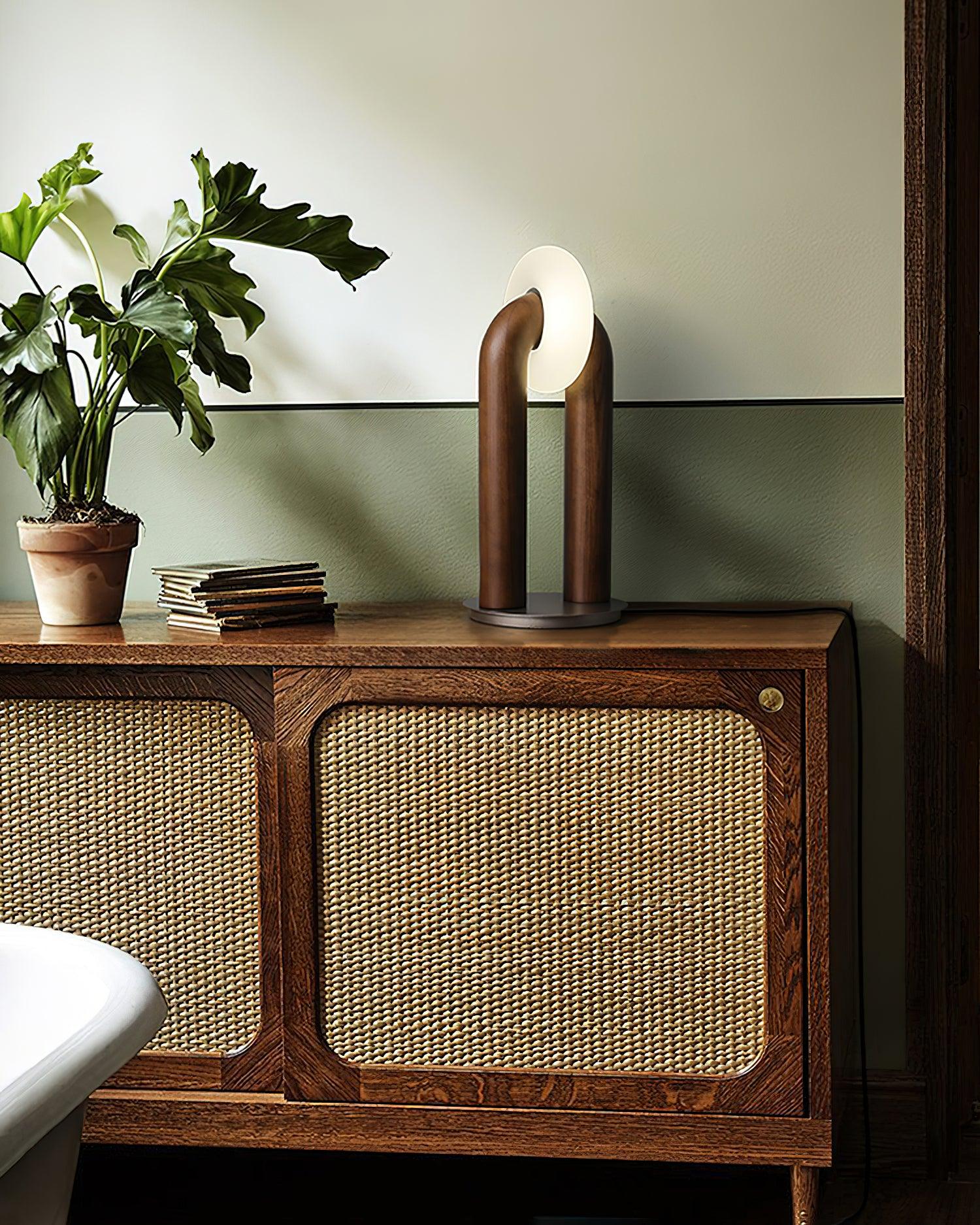 Lumen Vintage Wood Table Lamp - Blowlighting