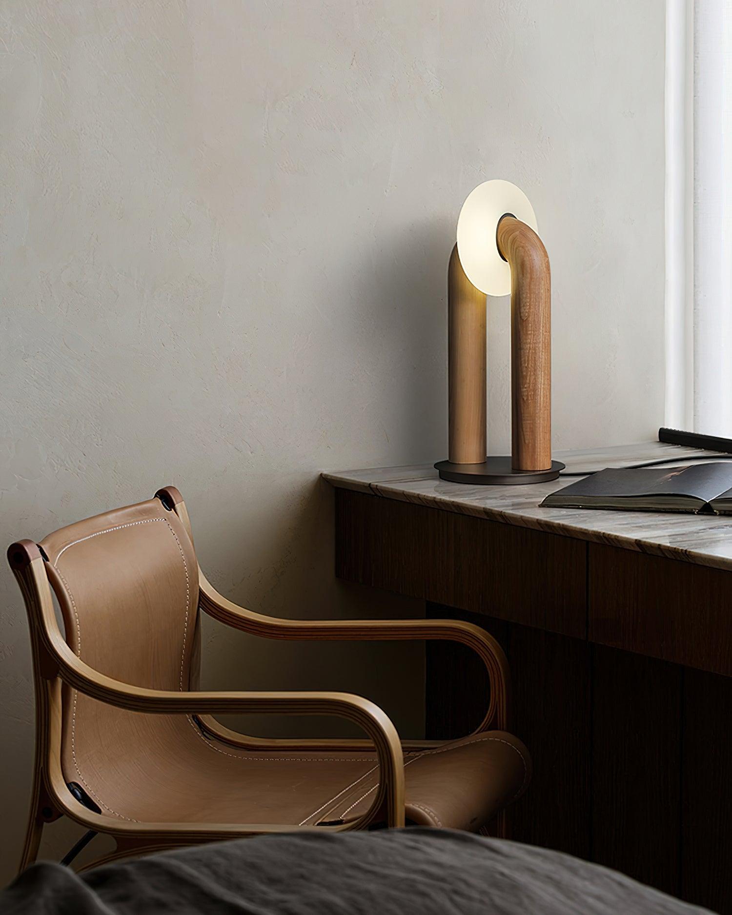 Lumen Vintage Wood Table Lamp - Blowlighting