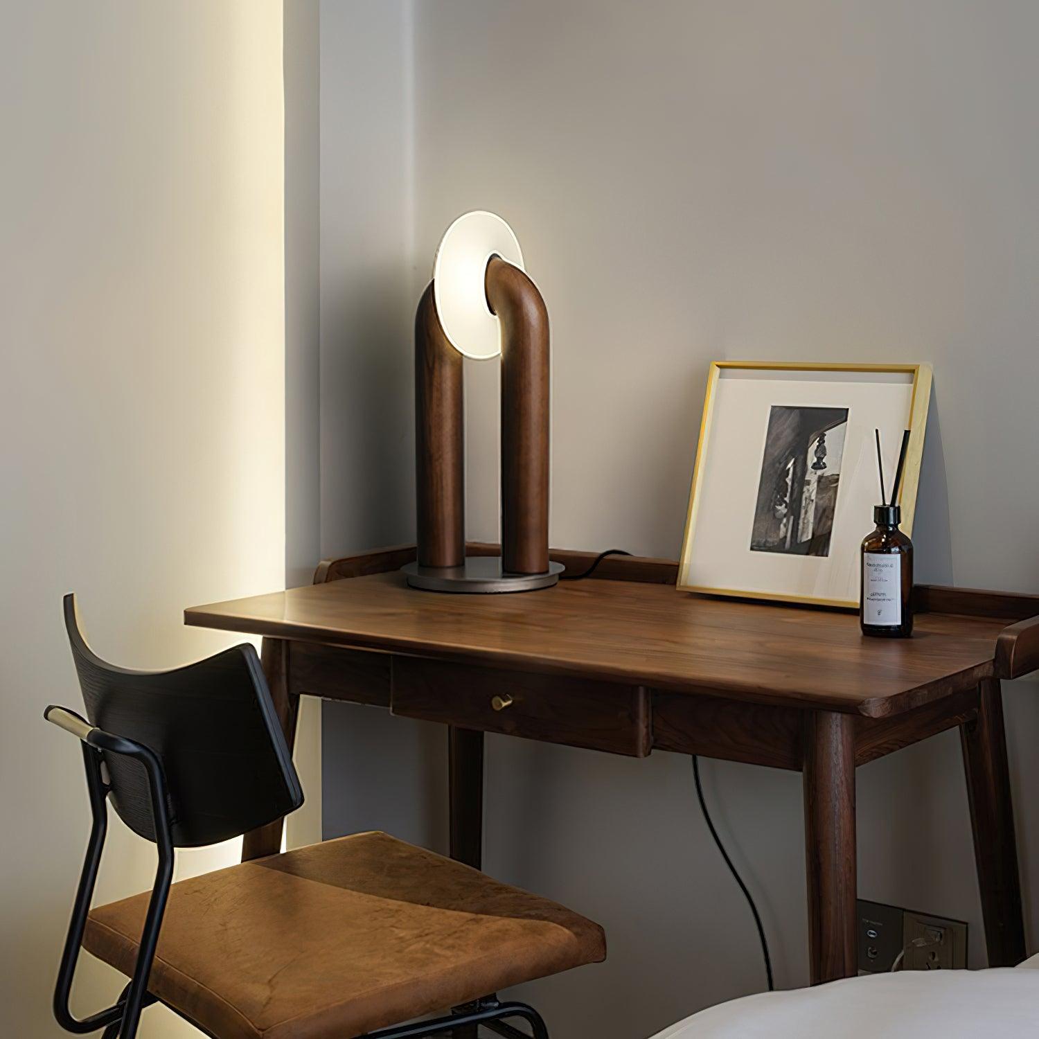 Lumen Vintage Wood Table Lamp - Blowlighting