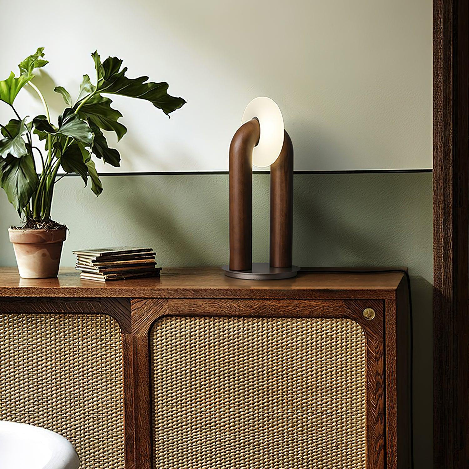 Lumen Vintage Wood Table Lamp - Blowlighting