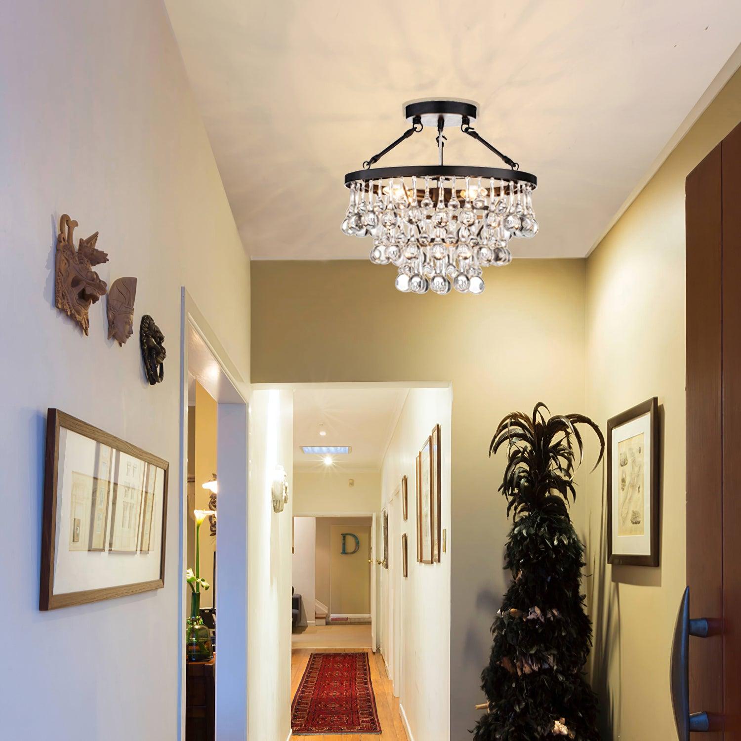 Avelis Postmodern Luxury Unique Tiered Crystal Chandelier - Blowlighting
