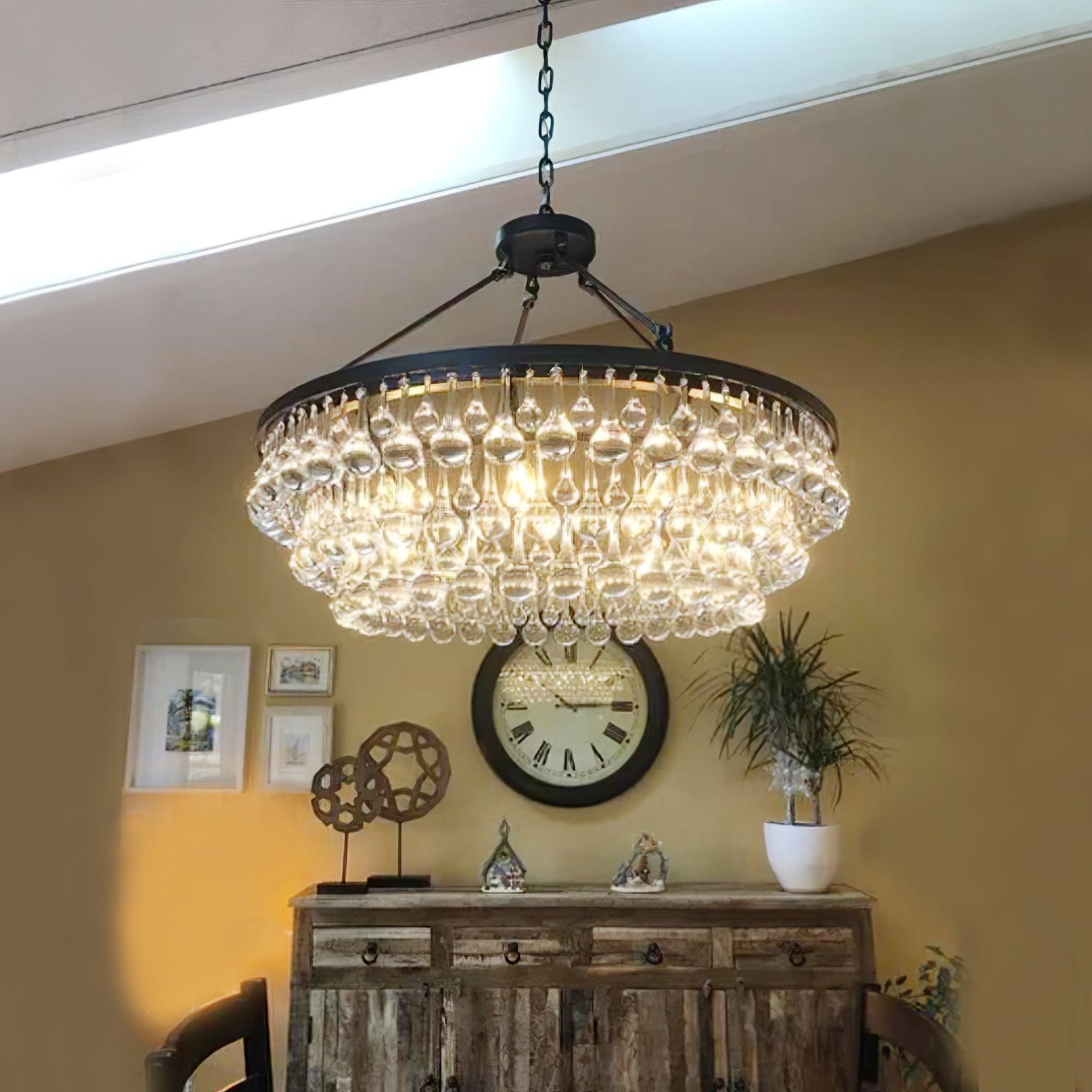 Avelis Postmodern Luxury Unique Tiered Crystal Chandelier - Blowlighting