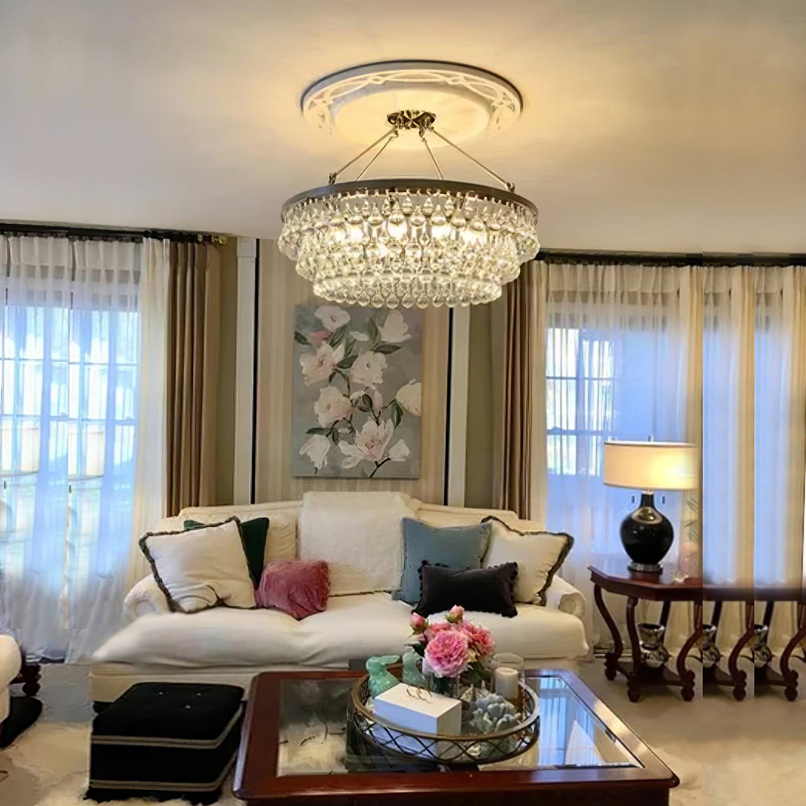 Avelis Postmodern Luxury Unique Tiered Crystal Chandelier - Blowlighting
