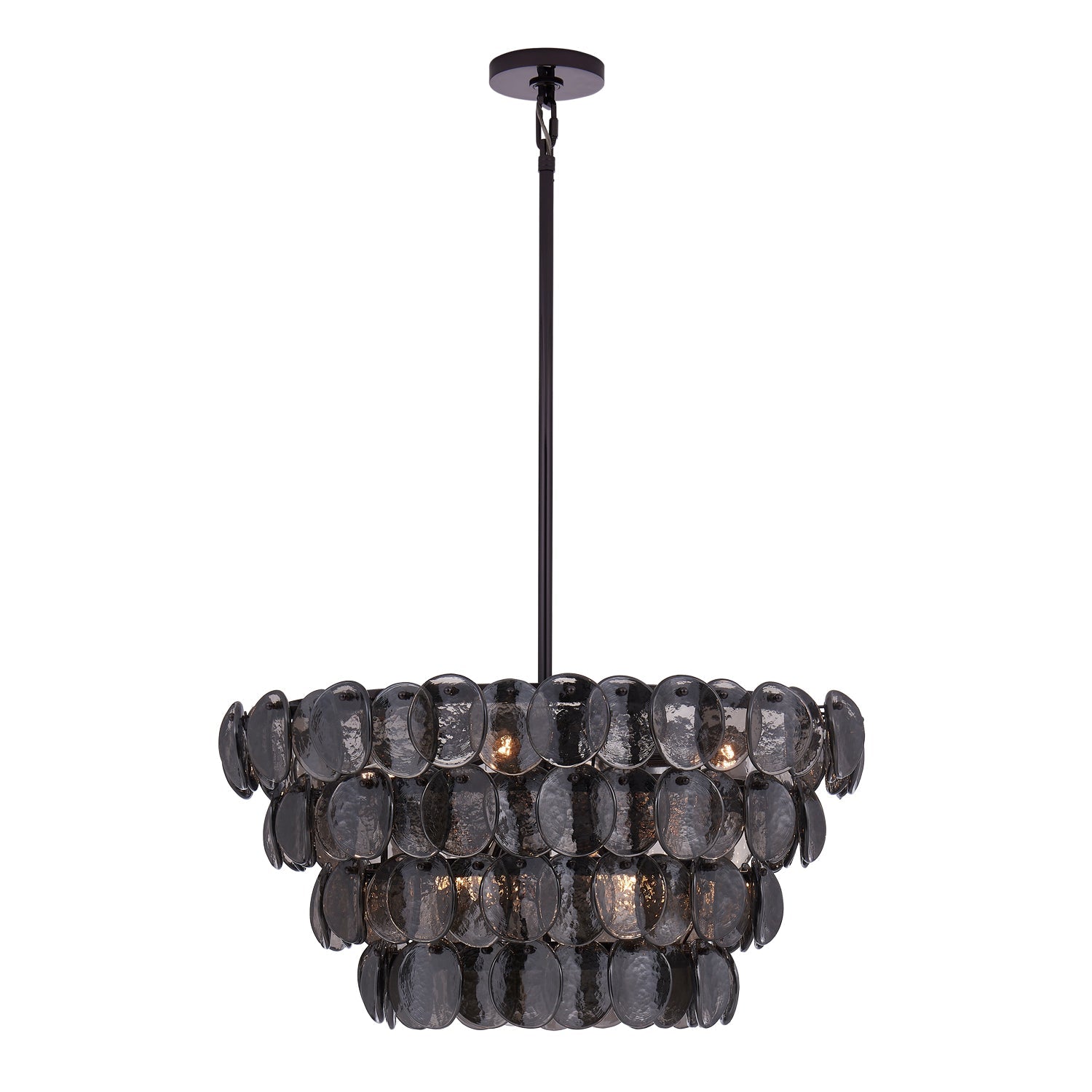 Aurora Chandelier Amber Glass Disc Fish Scale Brass - Blowlighting