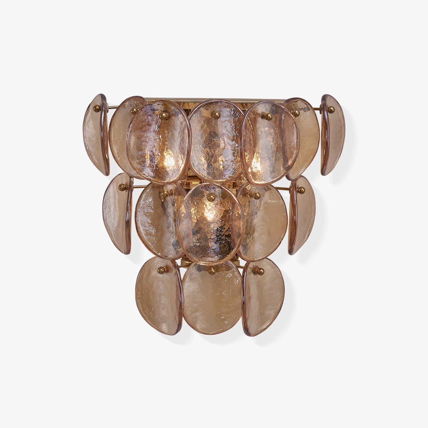 Aurora Wall Lamp Amber Glass Disc Fish Scale Brass - Blowlighting