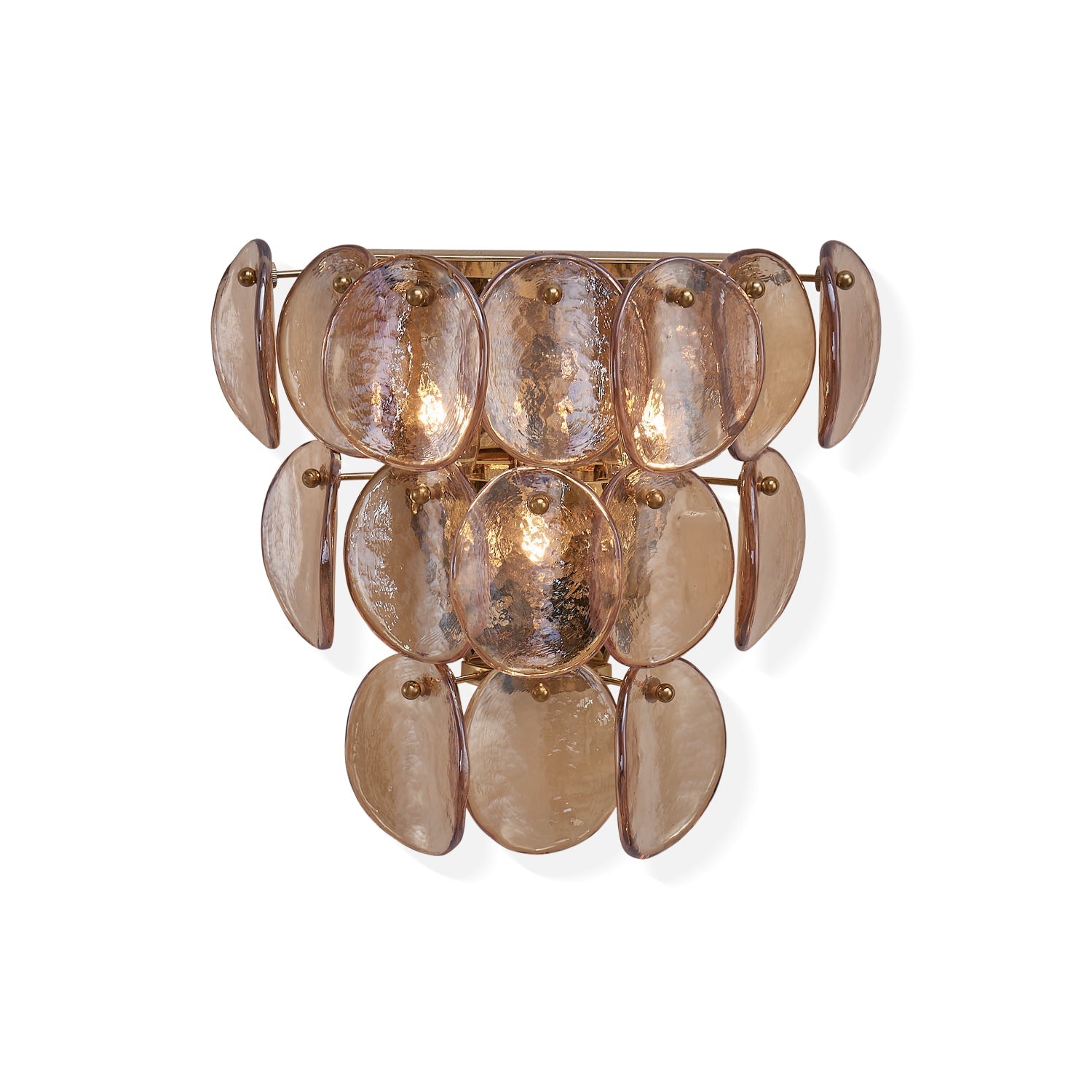 Aurora Wall Lamp Amber Glass Disc Fish Scale Brass - Blowlighting