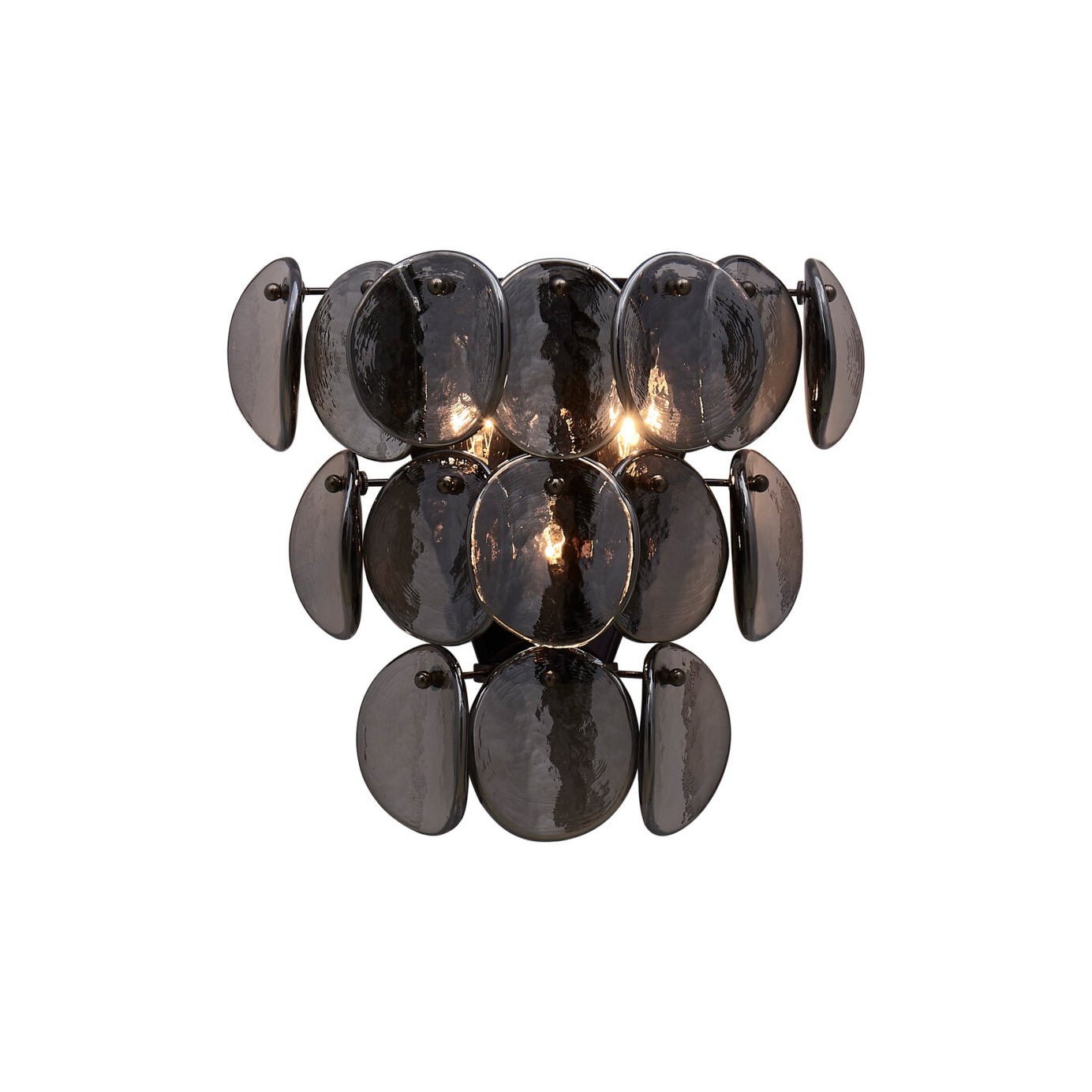 Aurora Wall Lamp Amber Glass Disc Fish Scale Brass - Blowlighting