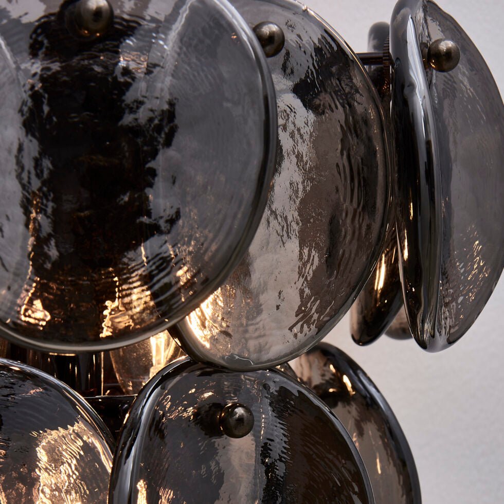 Aurora Wall Lamp Amber Glass Disc Fish Scale Brass - Blowlighting