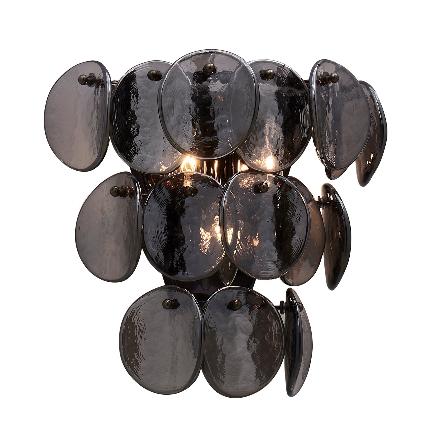Aurora Wall Lamp Amber Glass Disc Fish Scale Brass - Blowlighting