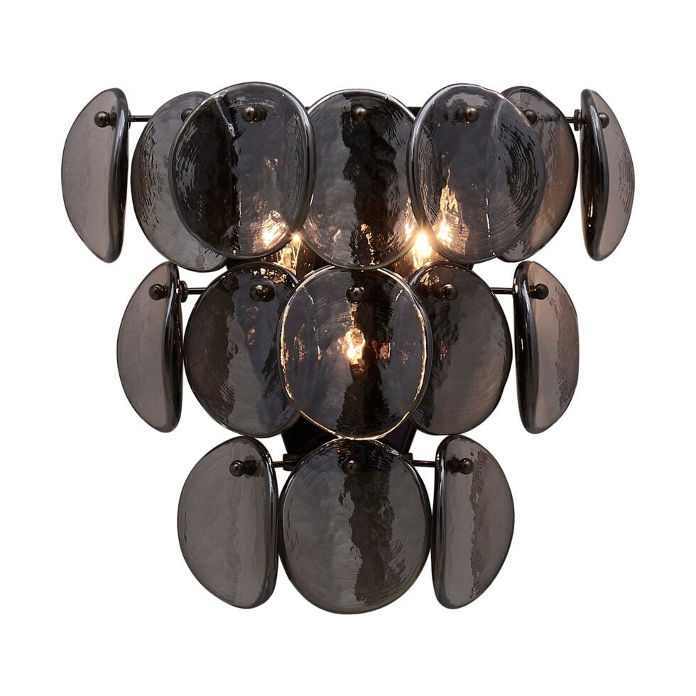 Aurora Wall Lamp Amber Glass Disc Fish Scale Brass - Blowlighting