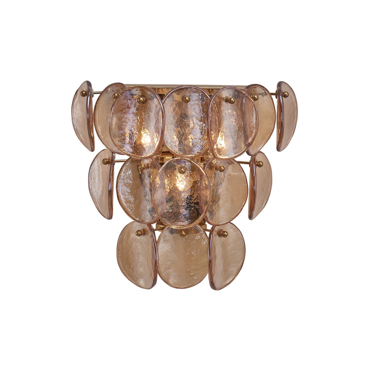 Aurora Wall Lamp Amber Glass Disc Fish Scale Brass - Blowlighting