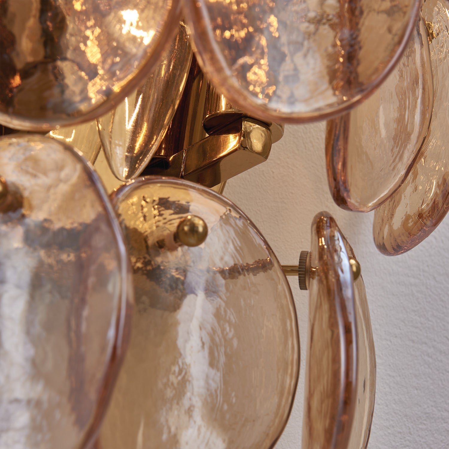 Aurora Wall Lamp Amber Glass Disc Fish Scale Brass - Blowlighting